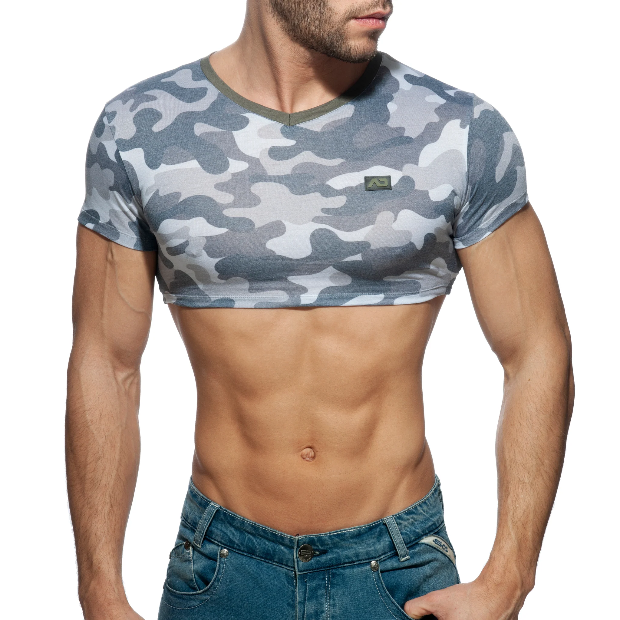 AD Fetish Camo Crop Top Grey Camouflage AD868 - Image 2