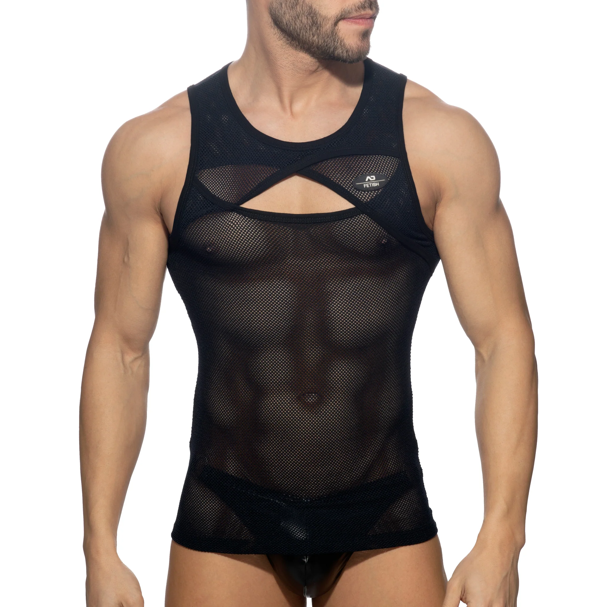 AD Fetish Crossed Mesh Tank Top Black ADF161 - Image 2