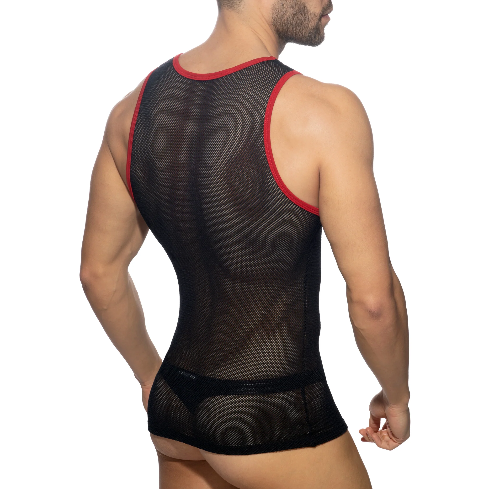 AD Fetish Crossed Mesh Tank Top Red ADF161 - Image 3