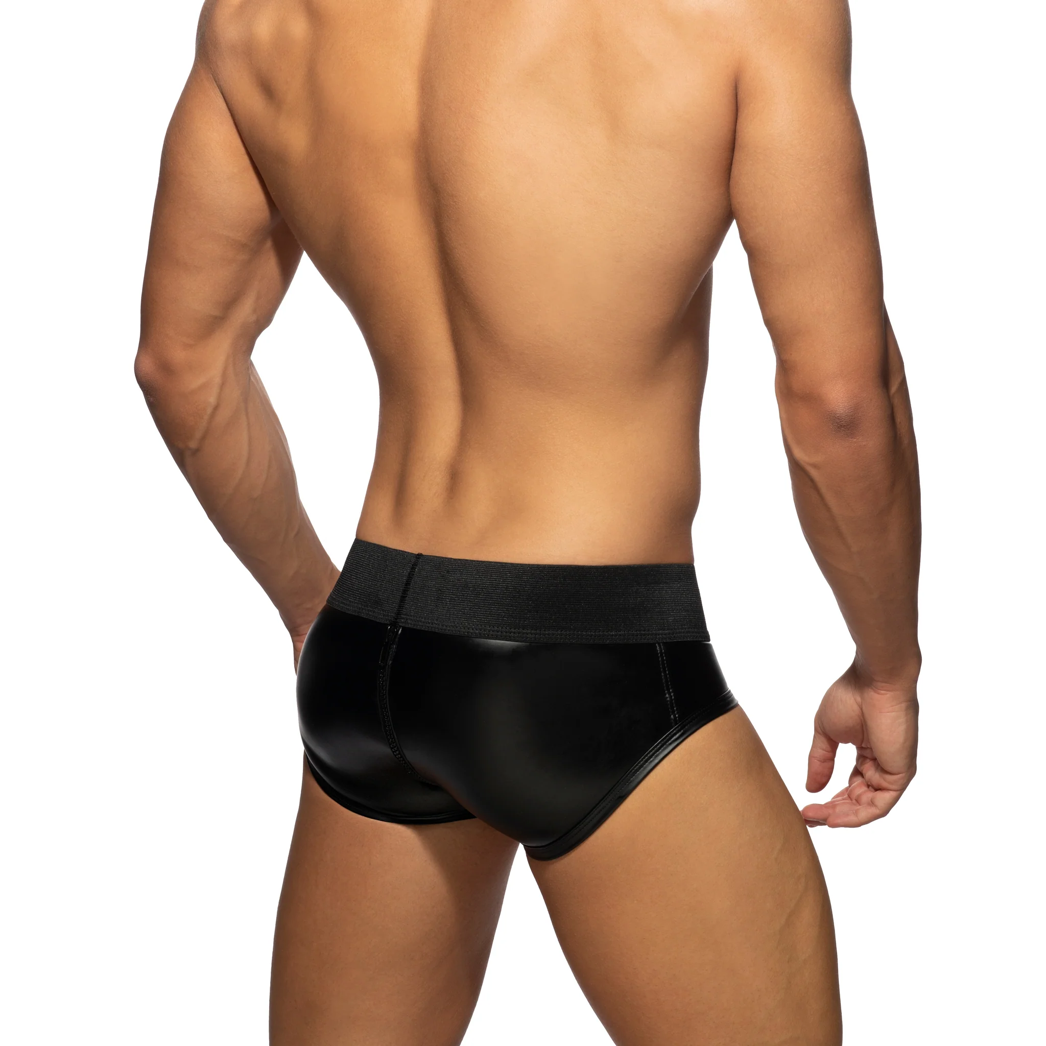 AD Fetish Front & Back Zip Rub Brief Black ADF136 - Image 3