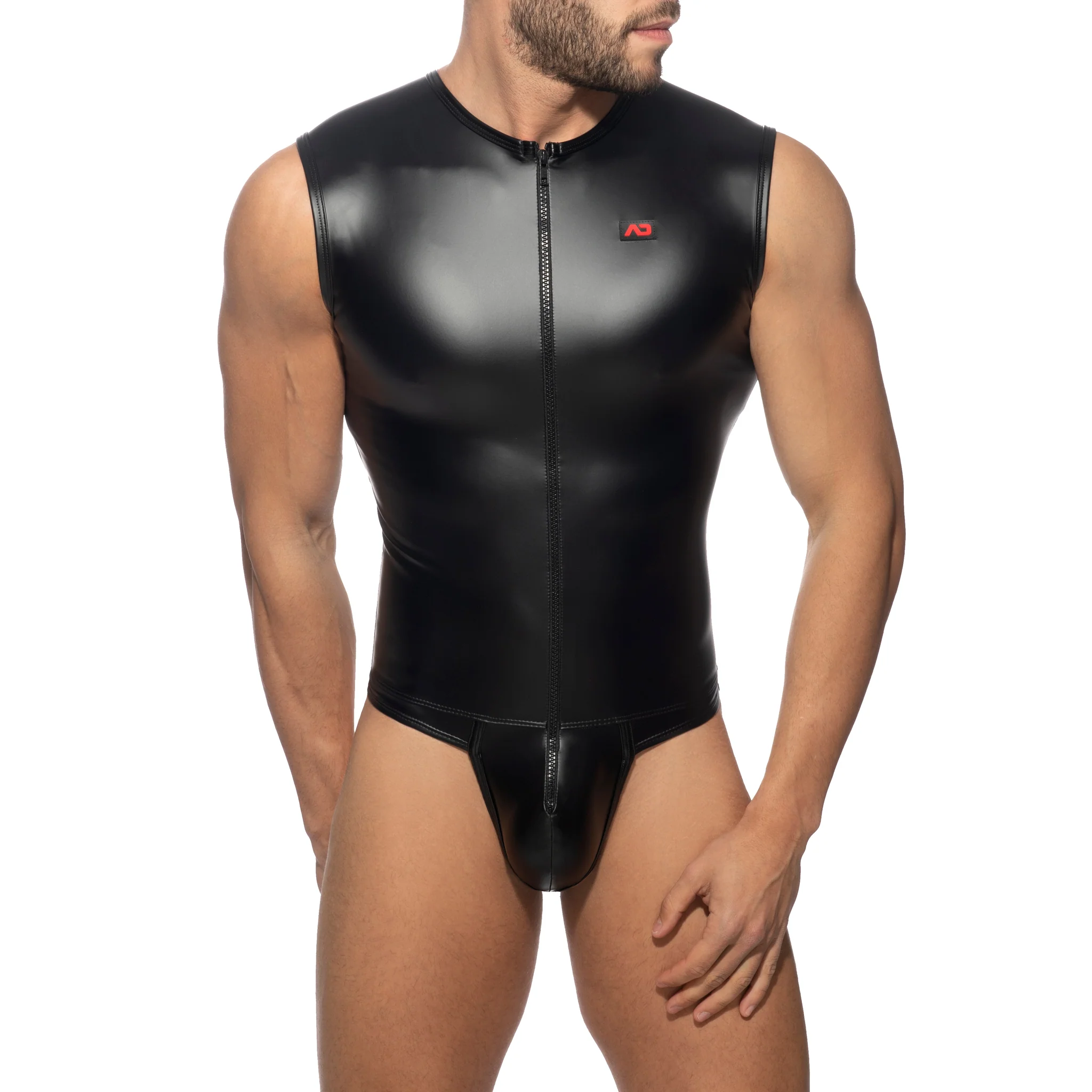 AD Fetish Front Zip Rub Body-String Black ADF142 - Image 2