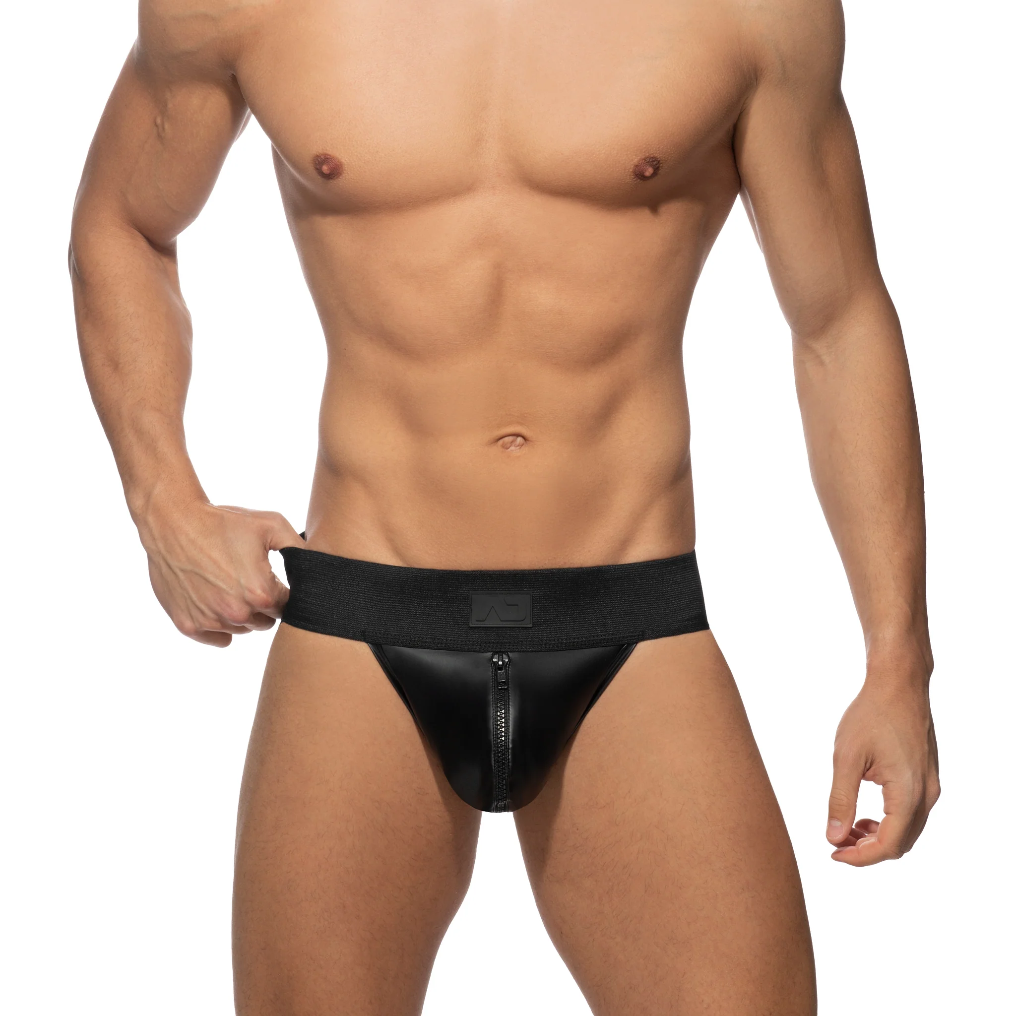 AD Fetish Front Zip Rub Jock Black ADF135 - Image 2