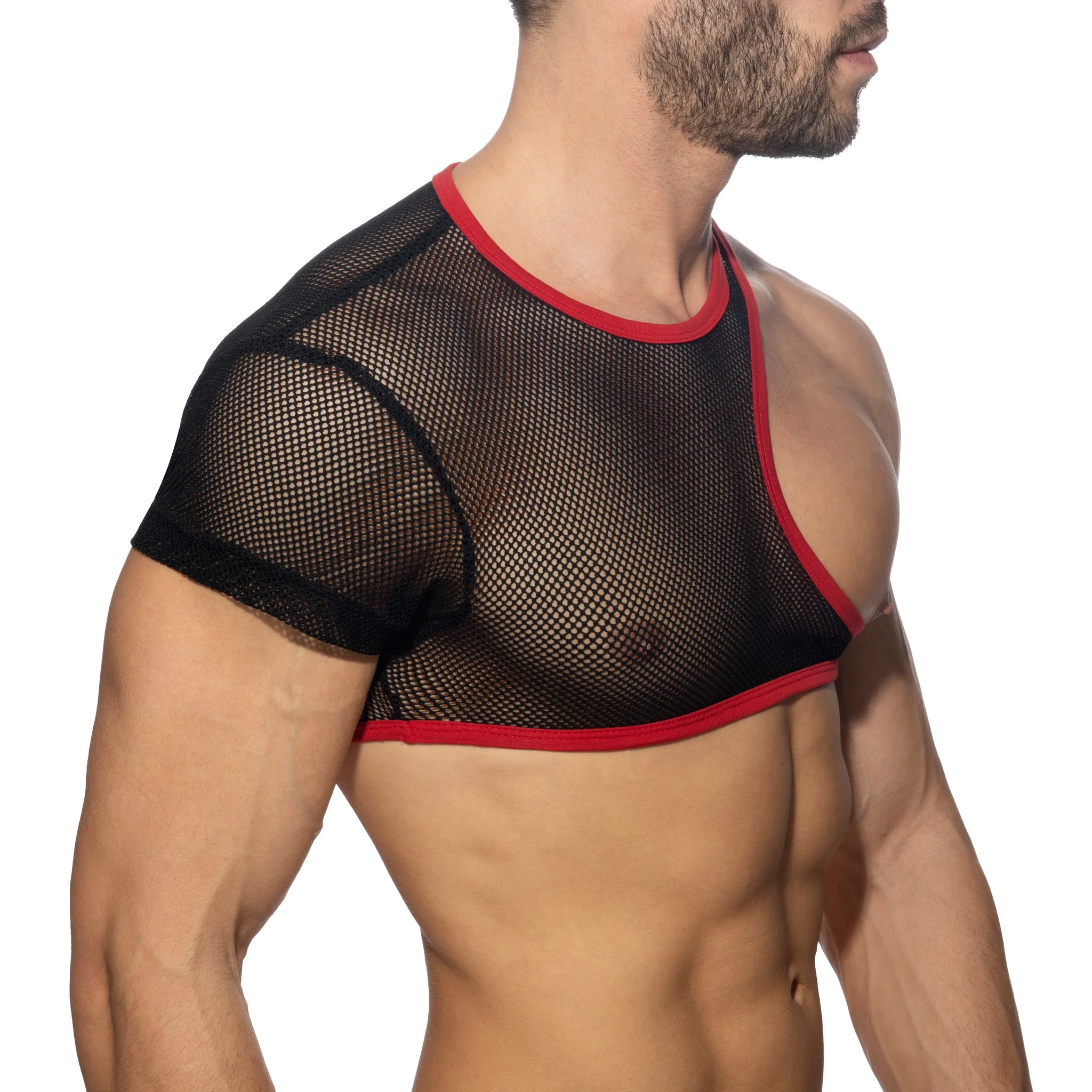 AD Fetish Irregular Mesh Crop Top Red ADF163 - Image 4
