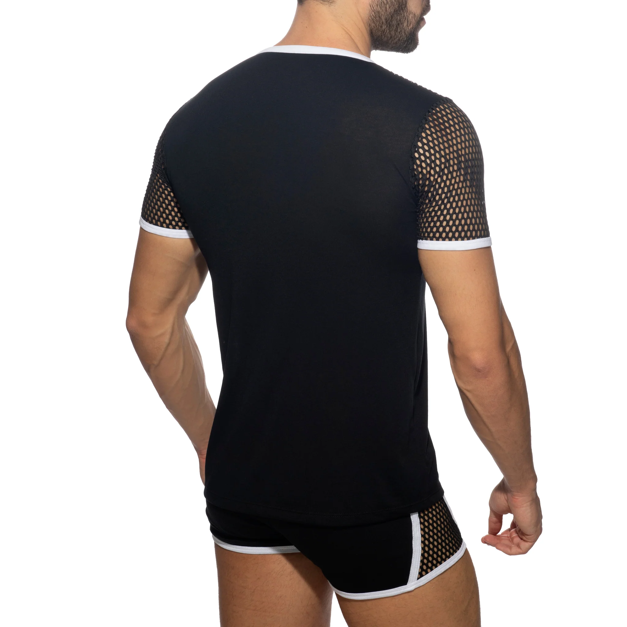 AD Fetish Mesh-Striped T-Shirt White ADF166 - Image 3