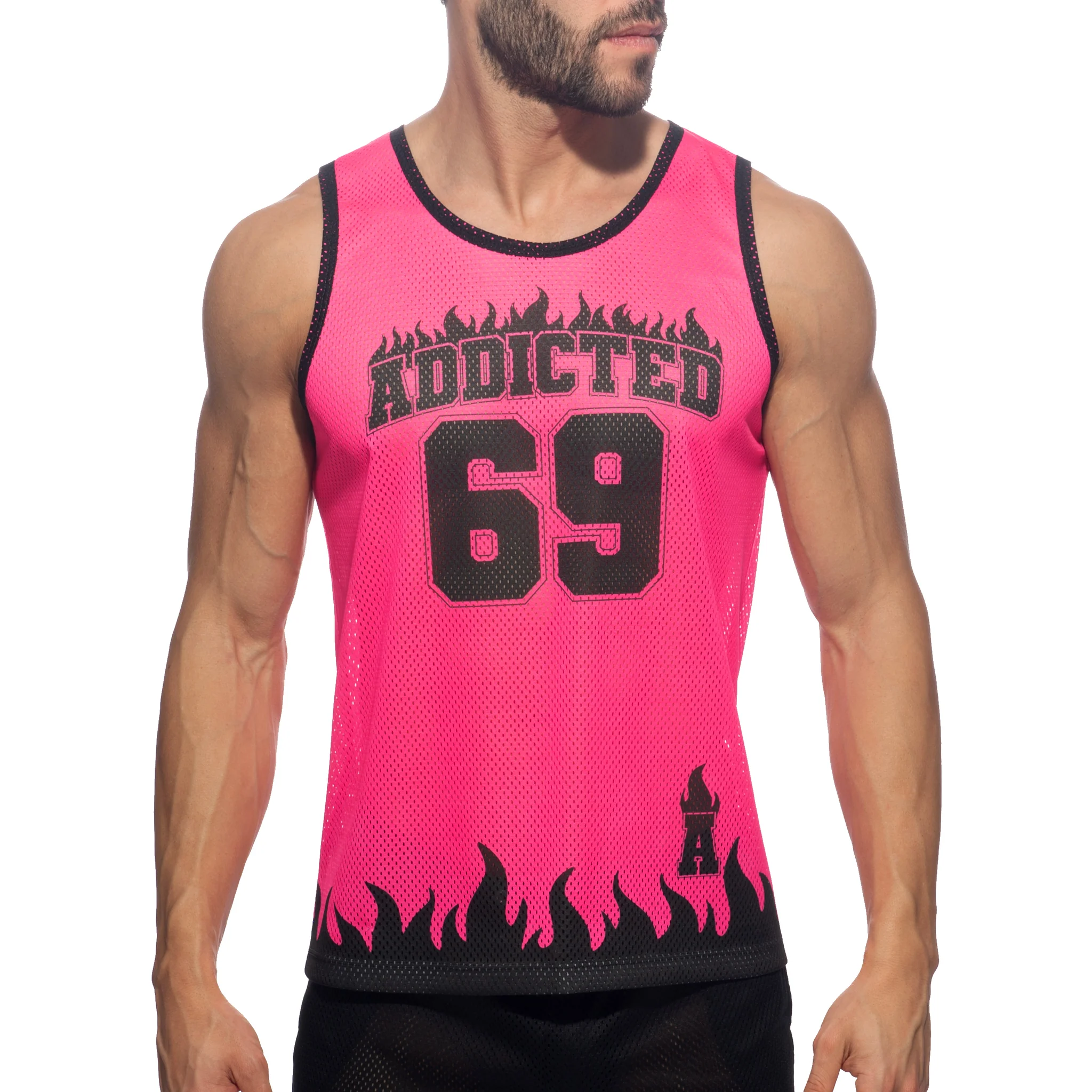 Addicted 69 Tank Top Neon Pink AD1340 - Image 2