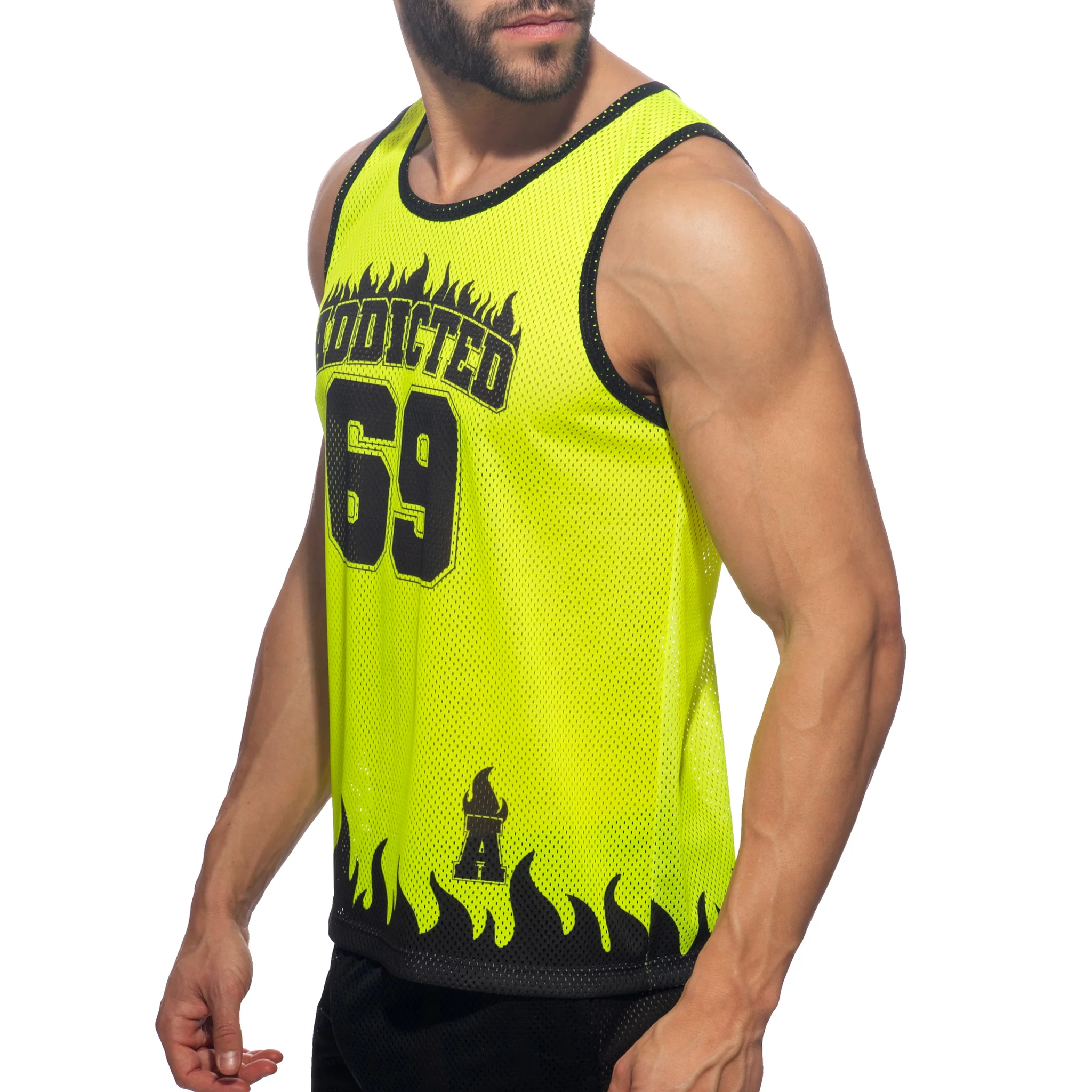 Addicted 69 Tank Top Neon Yellow AD1340