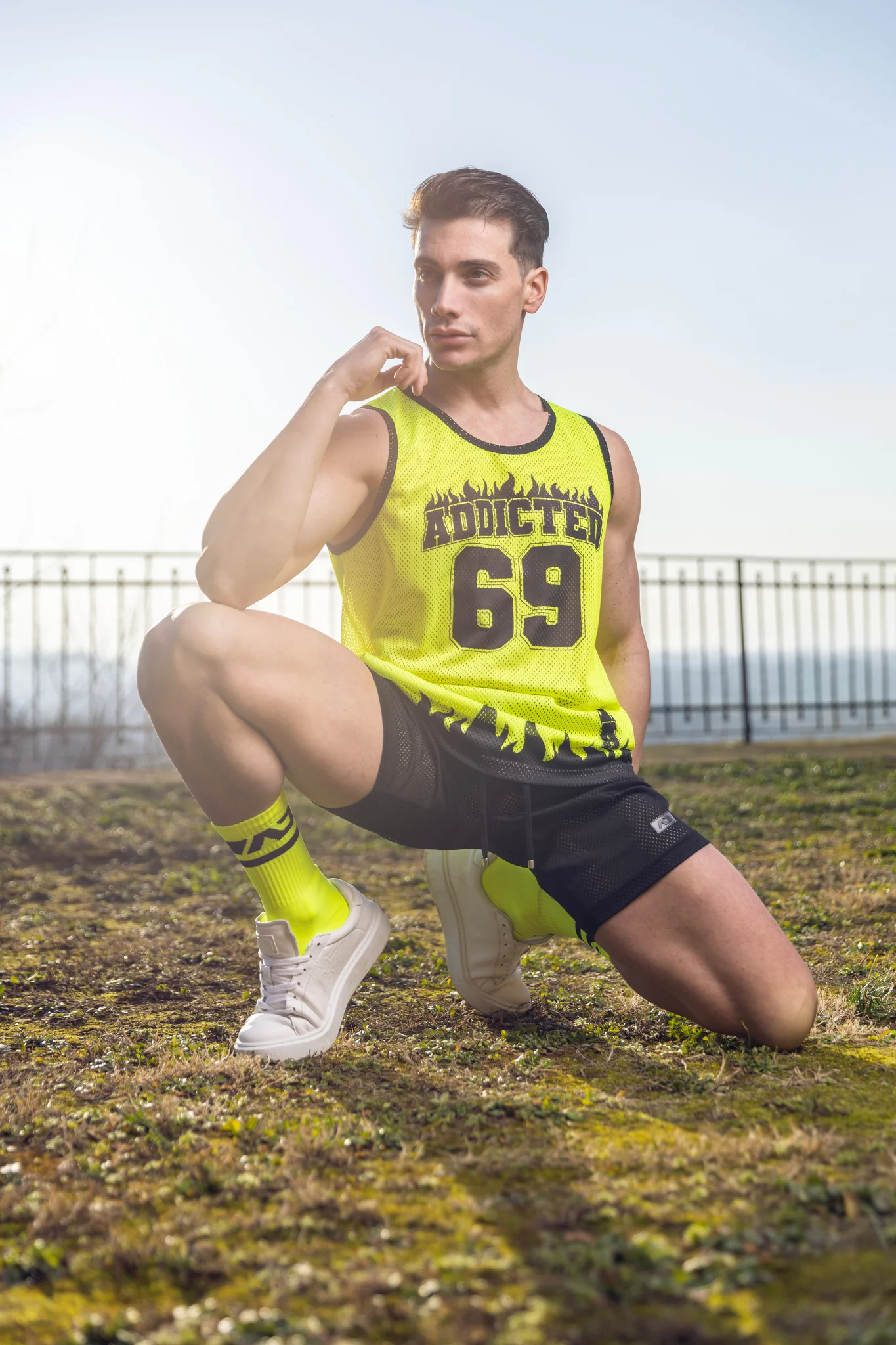 Addicted 69 Tank Top Neon Yellow AD1340 - Image 5