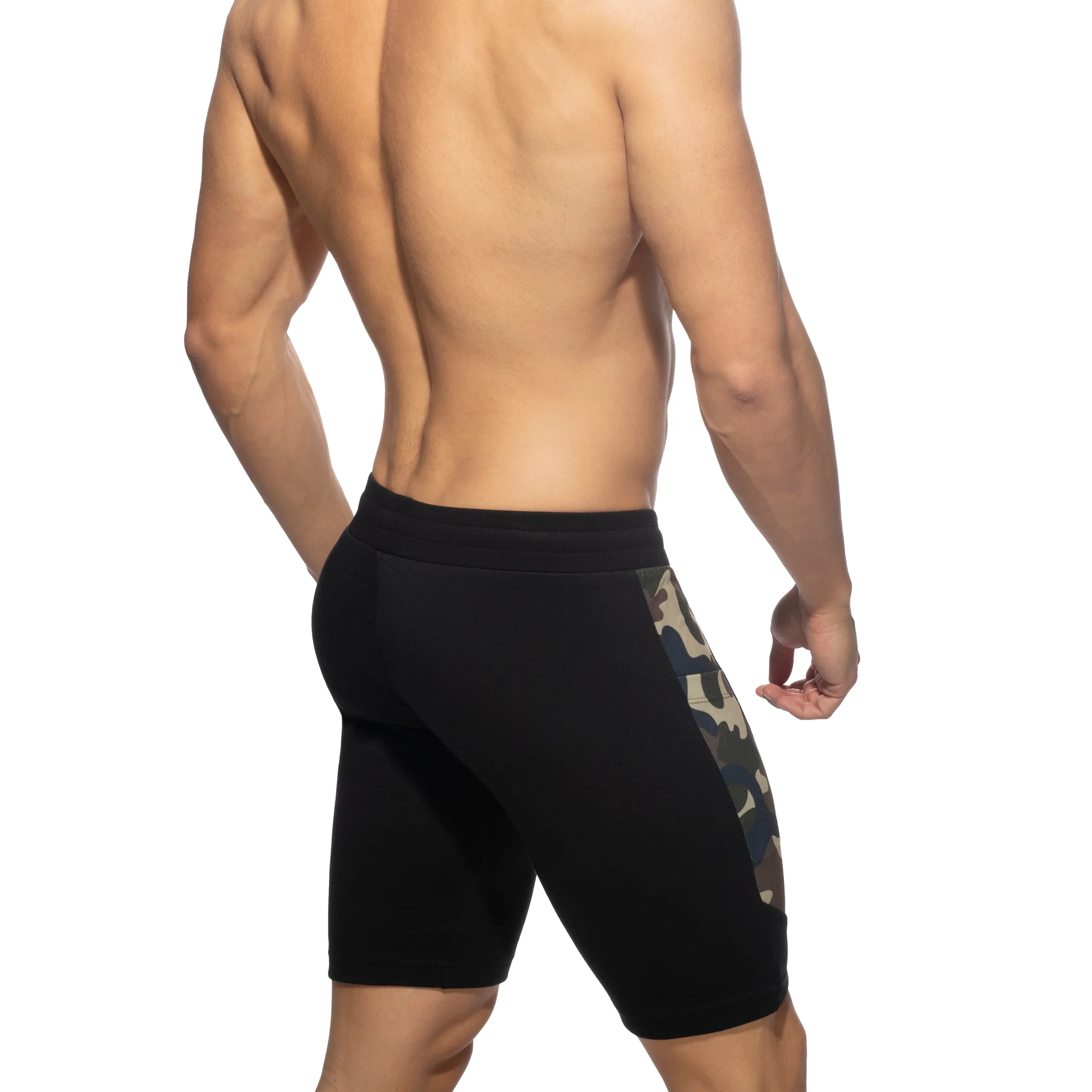 Addicted AD Cotton Sports Knee Shorts Black AD1067 - Image 3