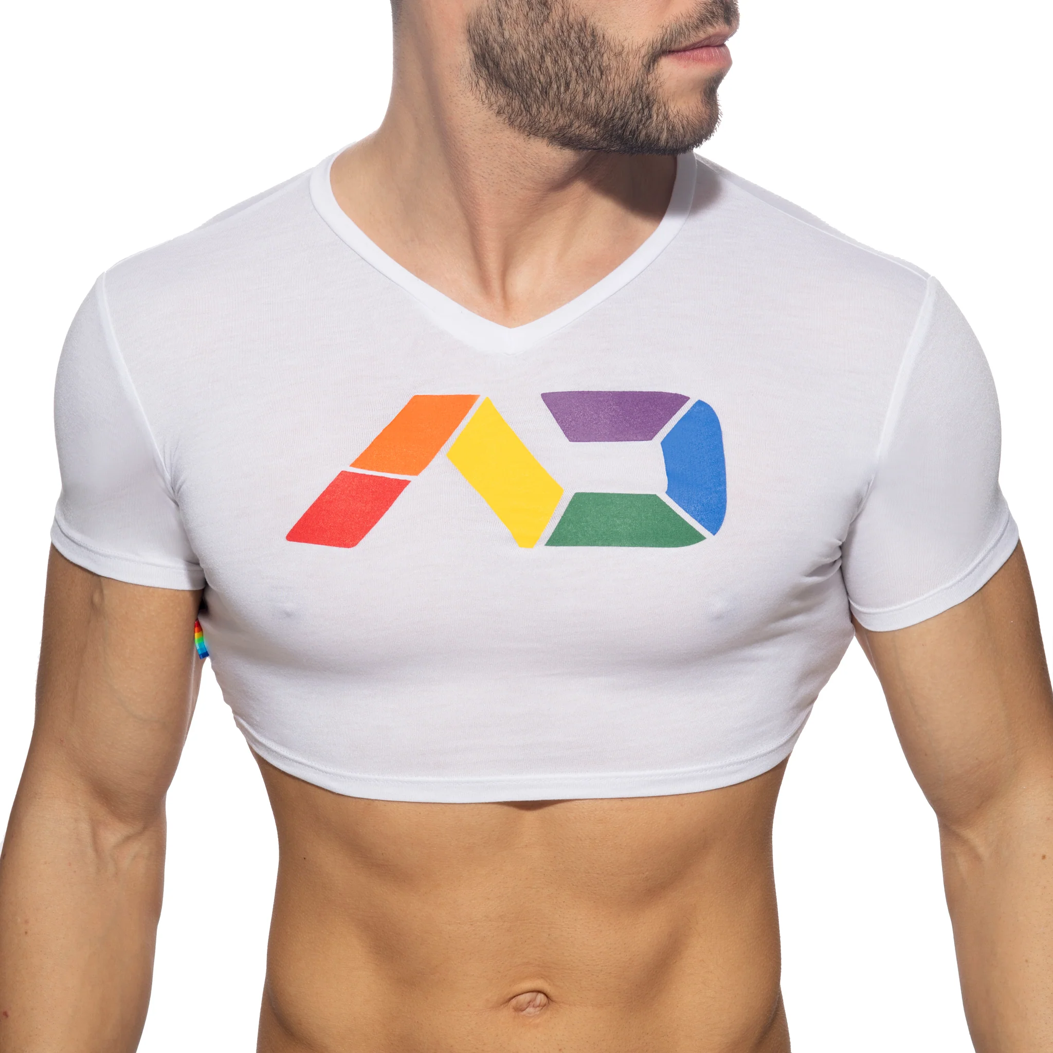 Addicted AD Rainbow Crop Top White AD1172 - Image 2