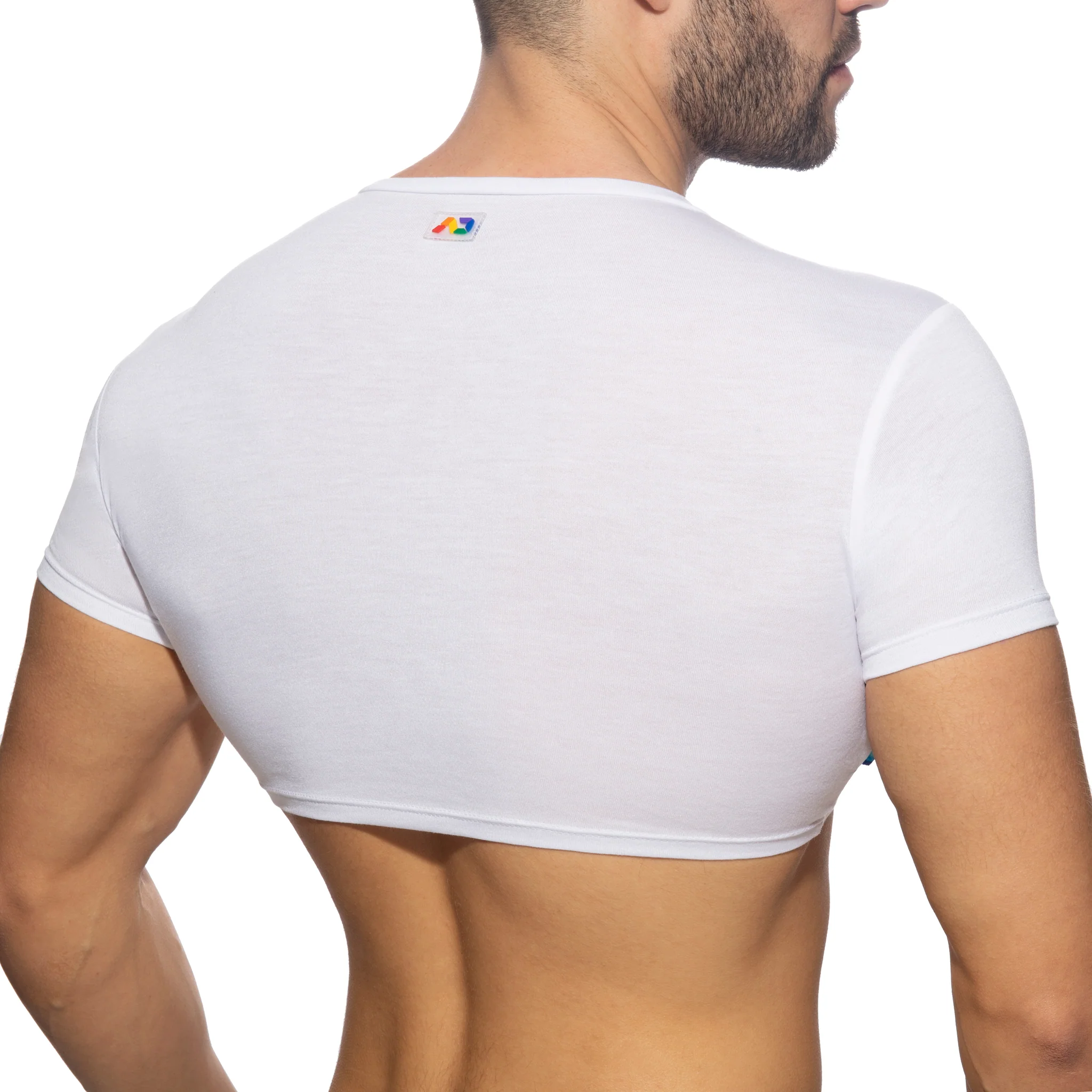 Addicted AD Rainbow Crop Top White AD1172 - Image 3