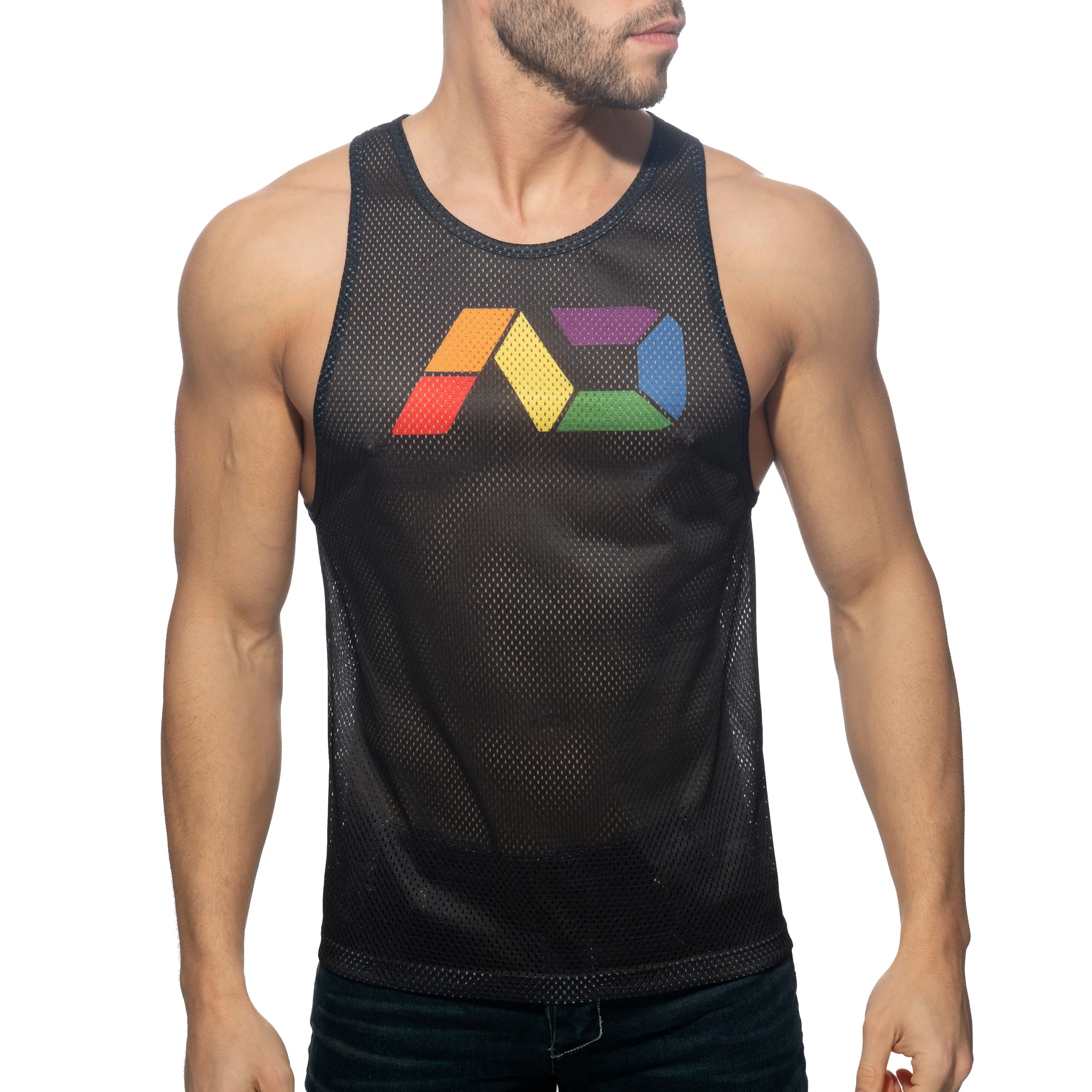Addicted AD Rainbow Tank Top Black AD542 - Image 2