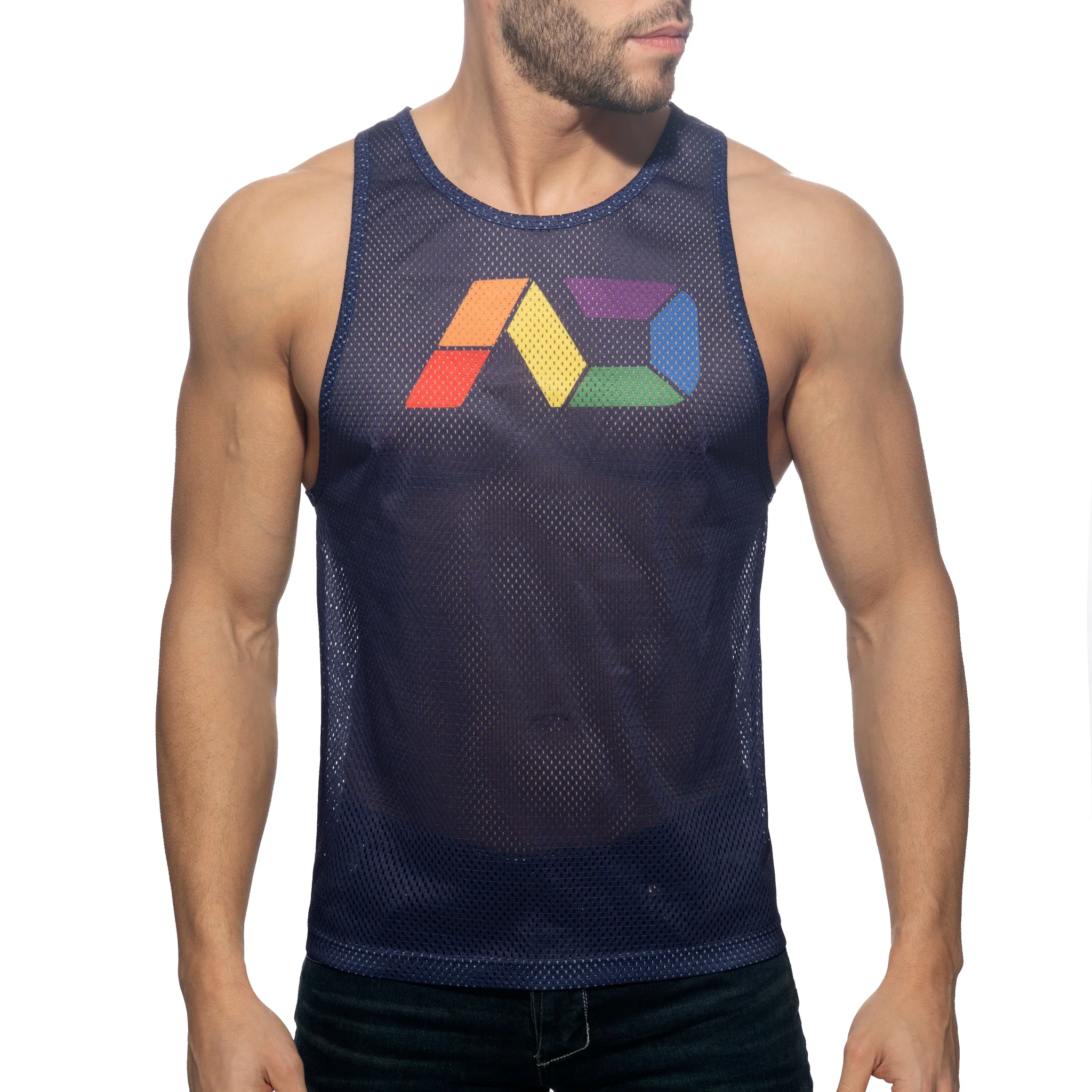 Addicted AD Rainbow Tank Top Navy AD542 - Image 2