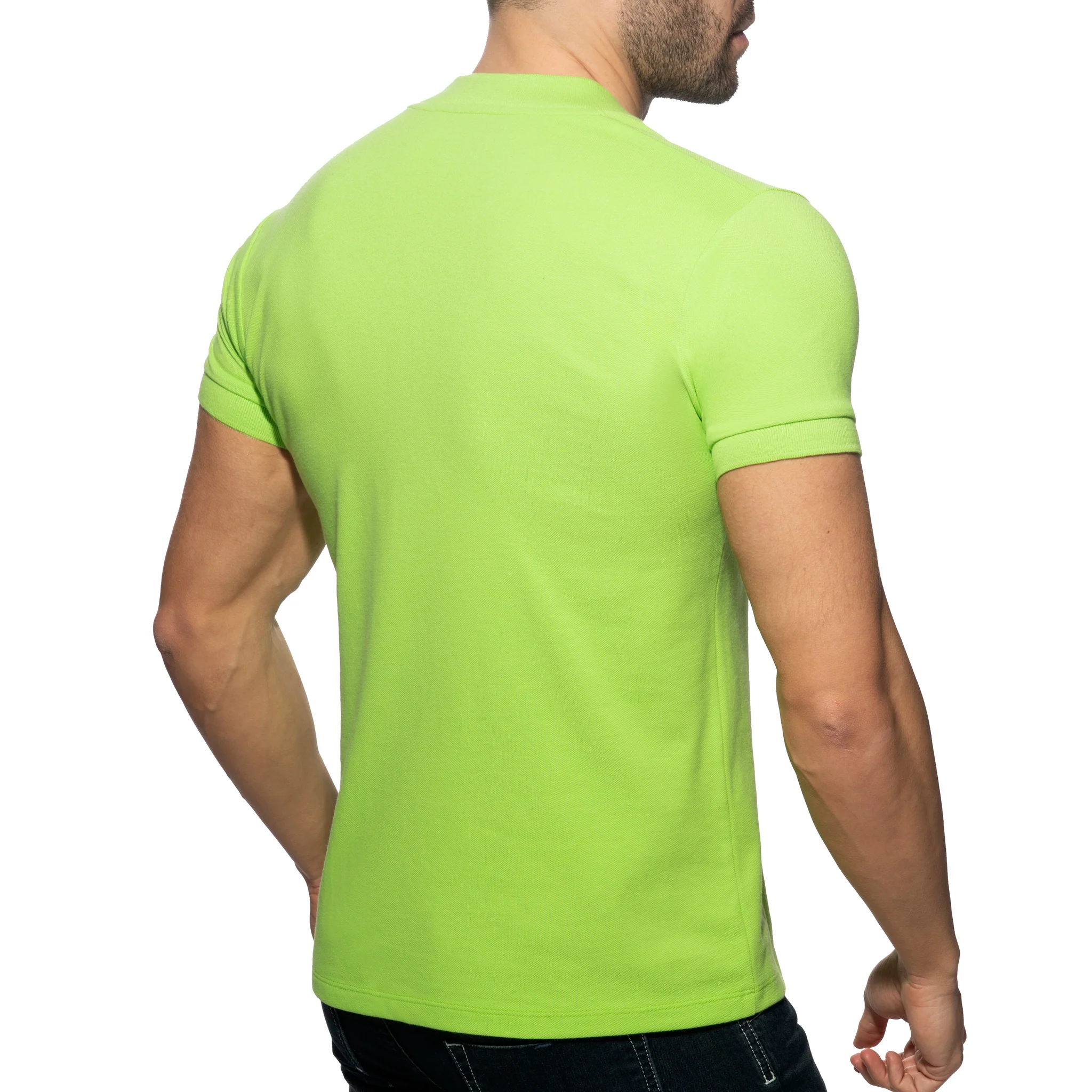 Addicted AD V-Neck Polo Shirt Lemon Green AD1258 - Image 3