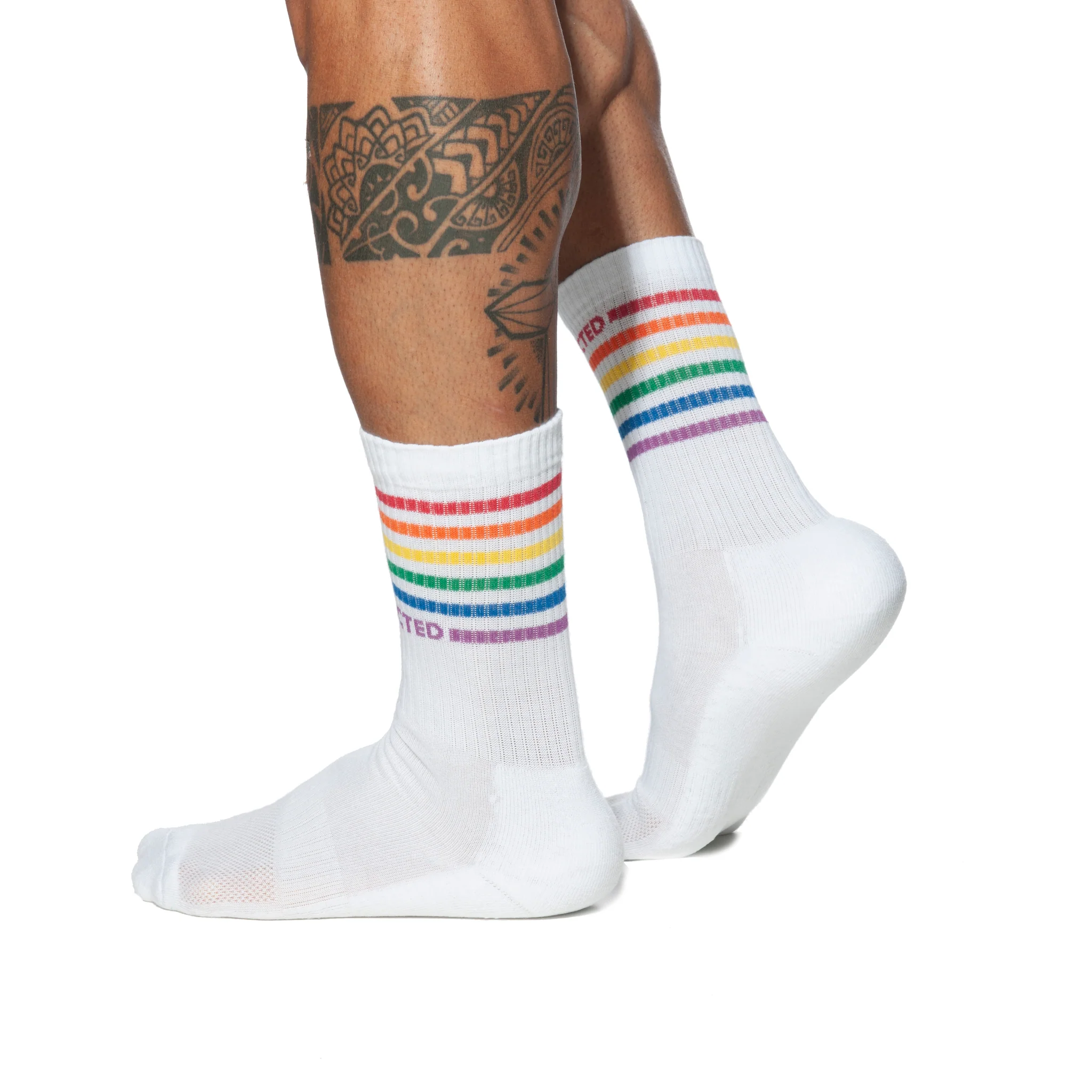 Addicted Rainbow Socks White AD838 - Image 2