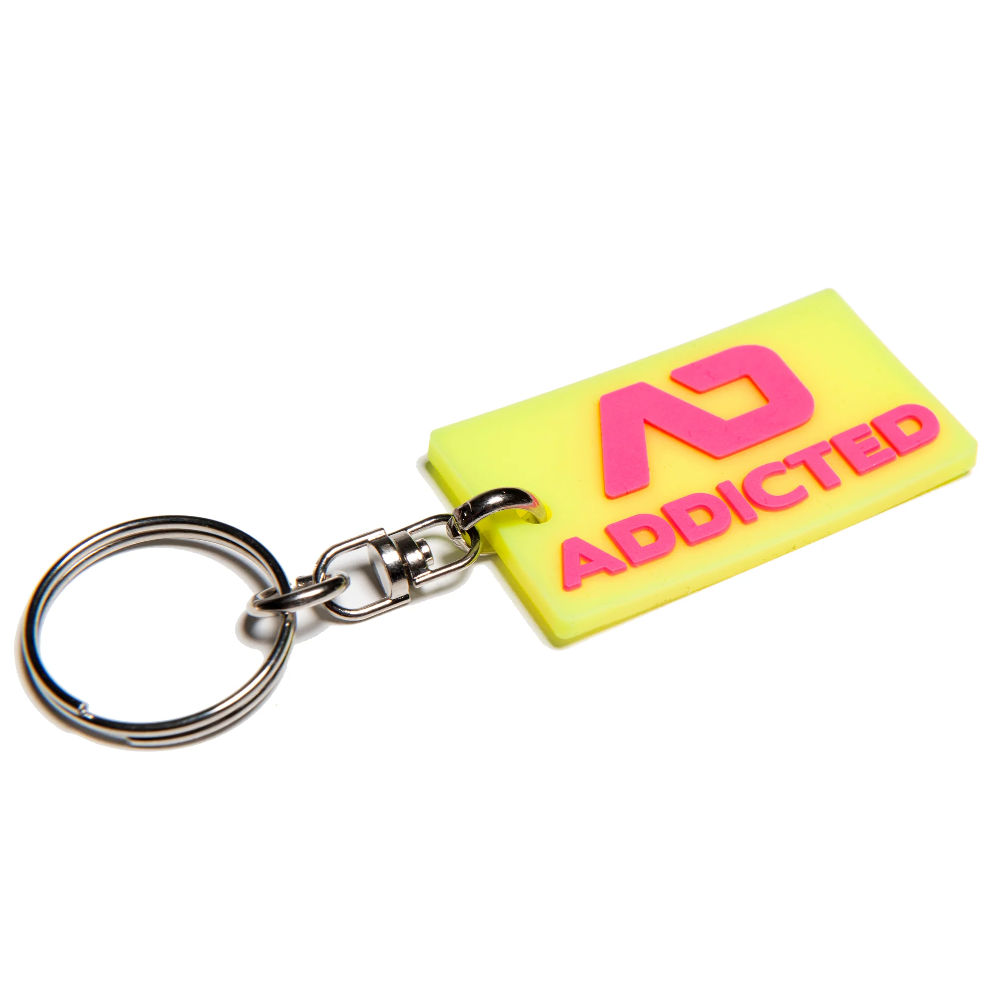 Addicted Rubber Keyring Neon Yellow AC223