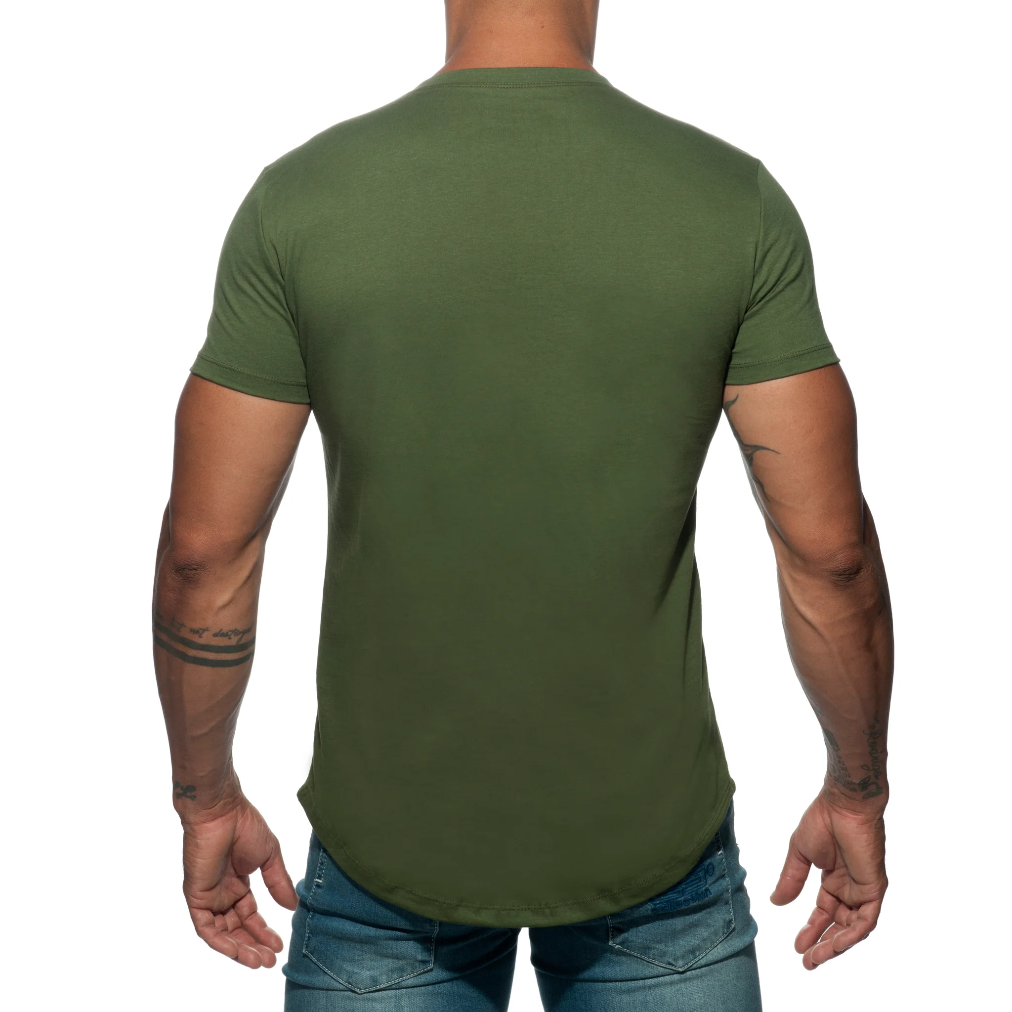 Addicted Basic U-Neck T-Shirt Khaki AD696 - Image 2