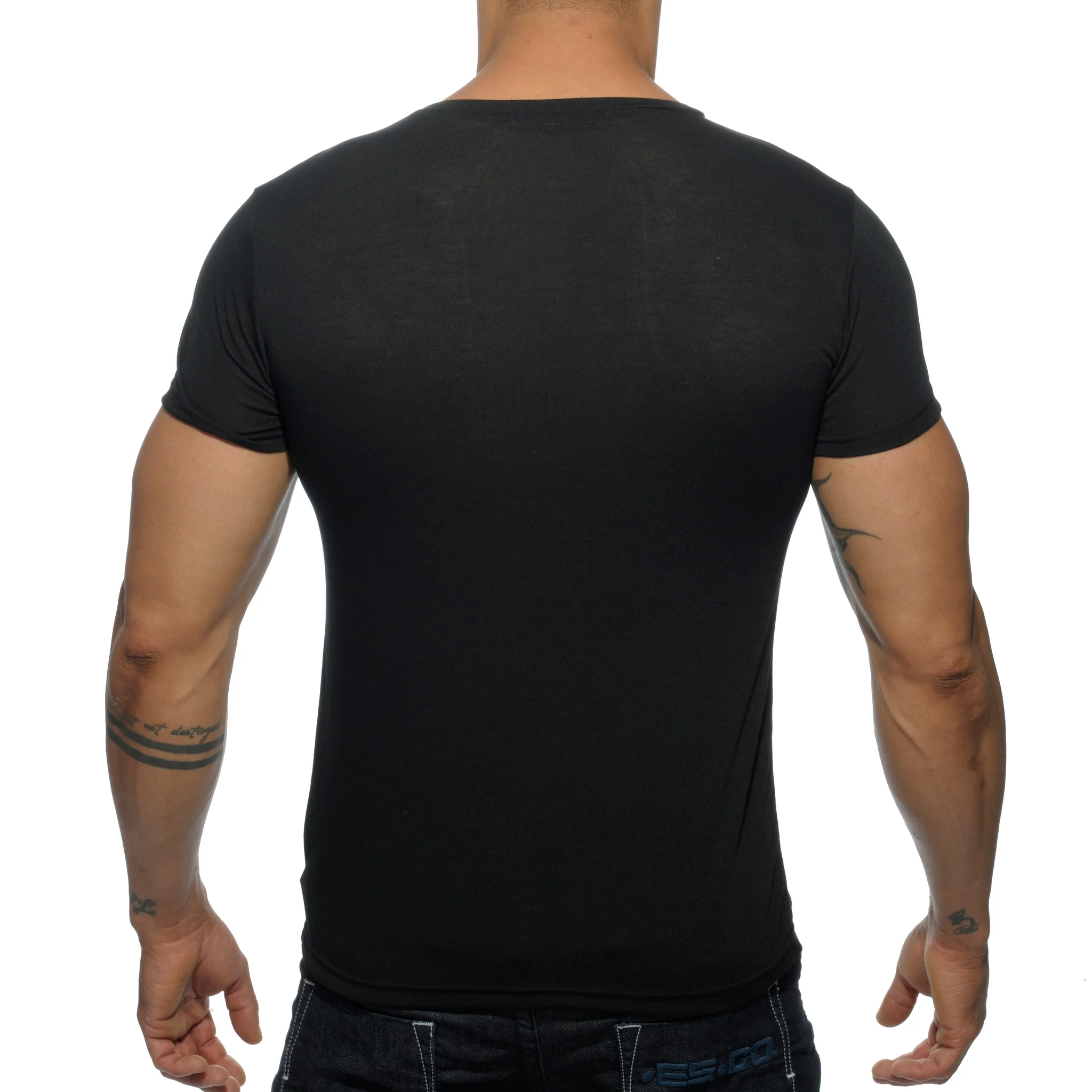 Addicted Basic V-Neck T-Shirt Black AD423 - Image 2