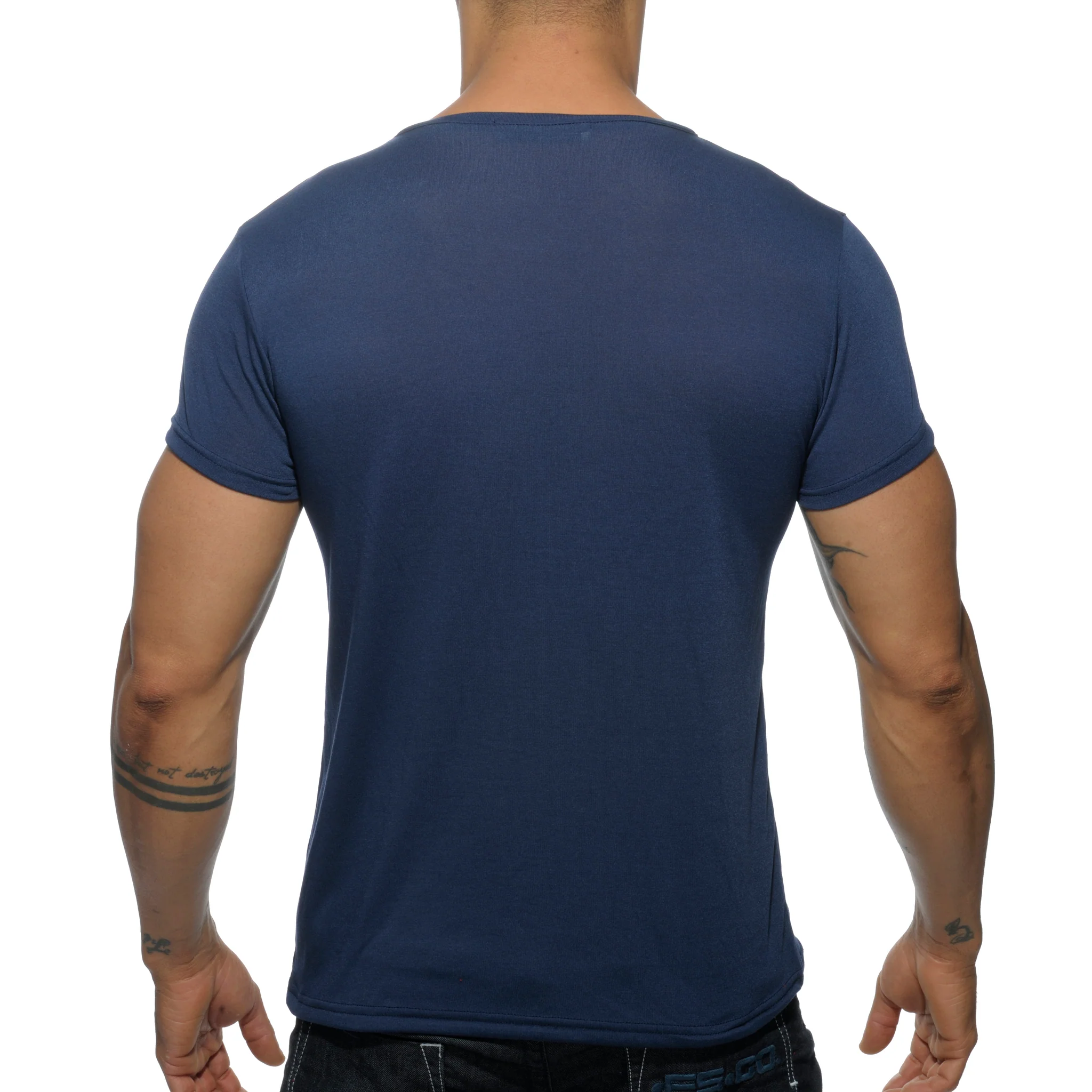 Addicted Basic V-Neck T-Shirt Navy AD423 - Image 2
