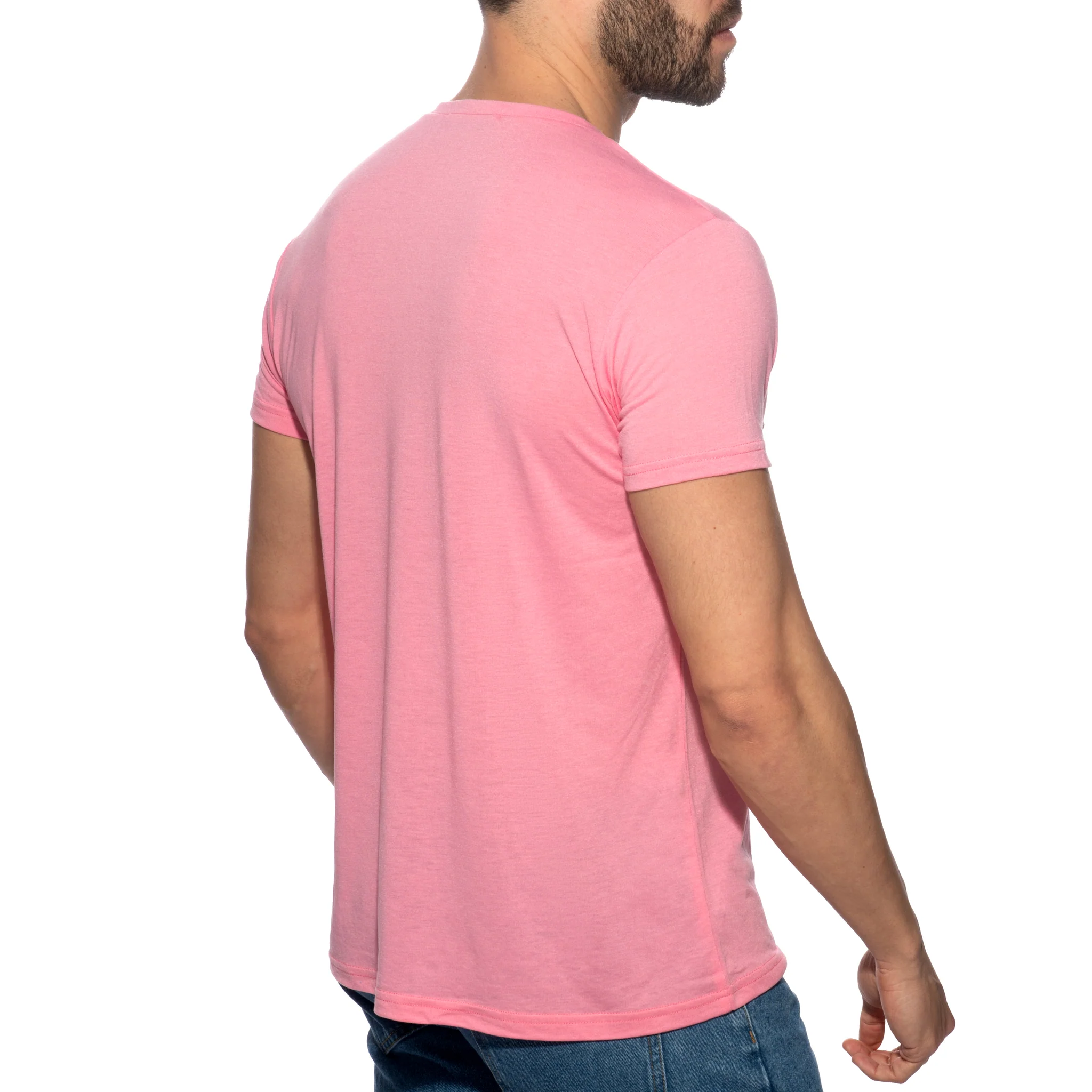 Addicted Basic V-Neck T-Shirt Pink AD423 - Image 3