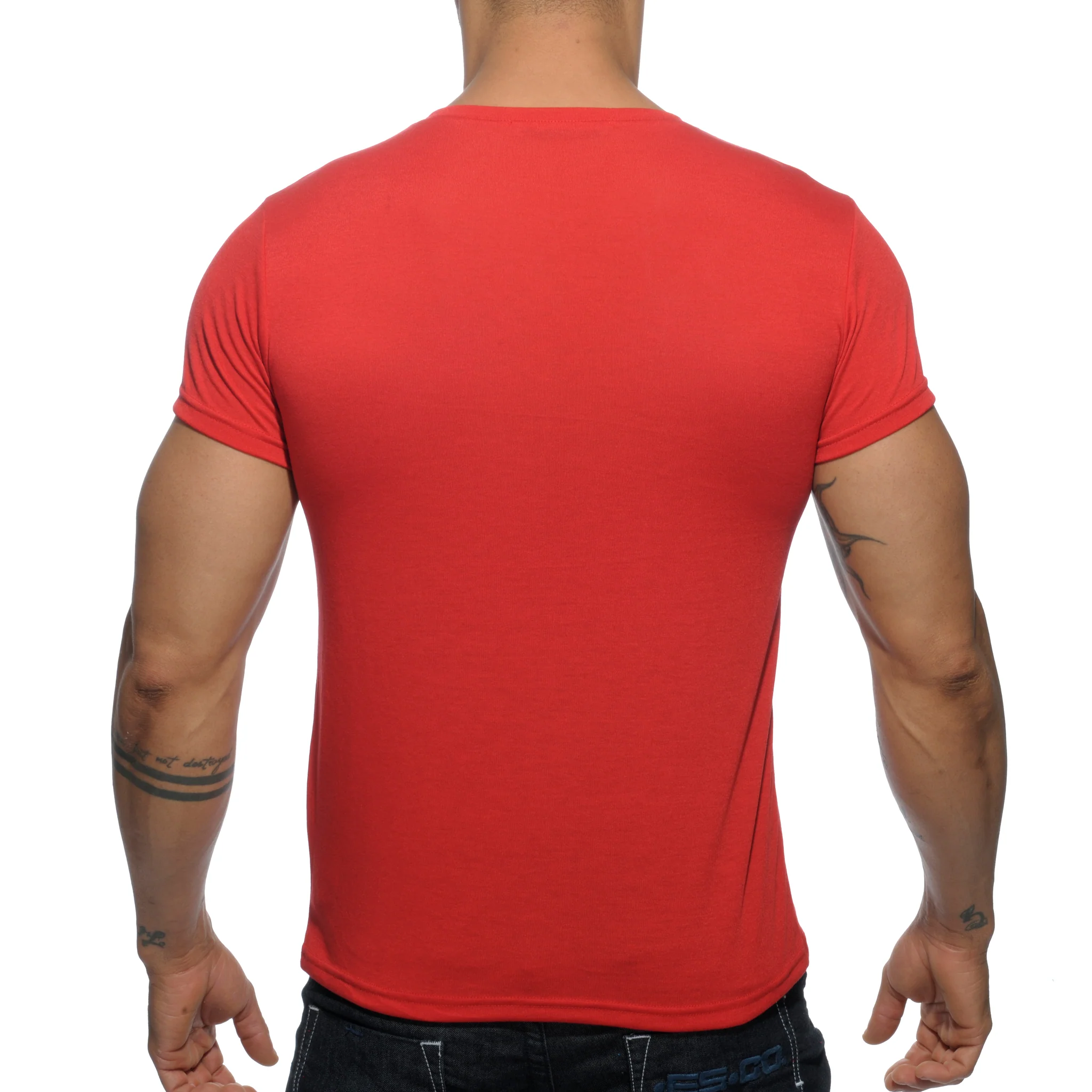 Addicted Basic V-Neck T-Shirt Red AD423 - Image 2