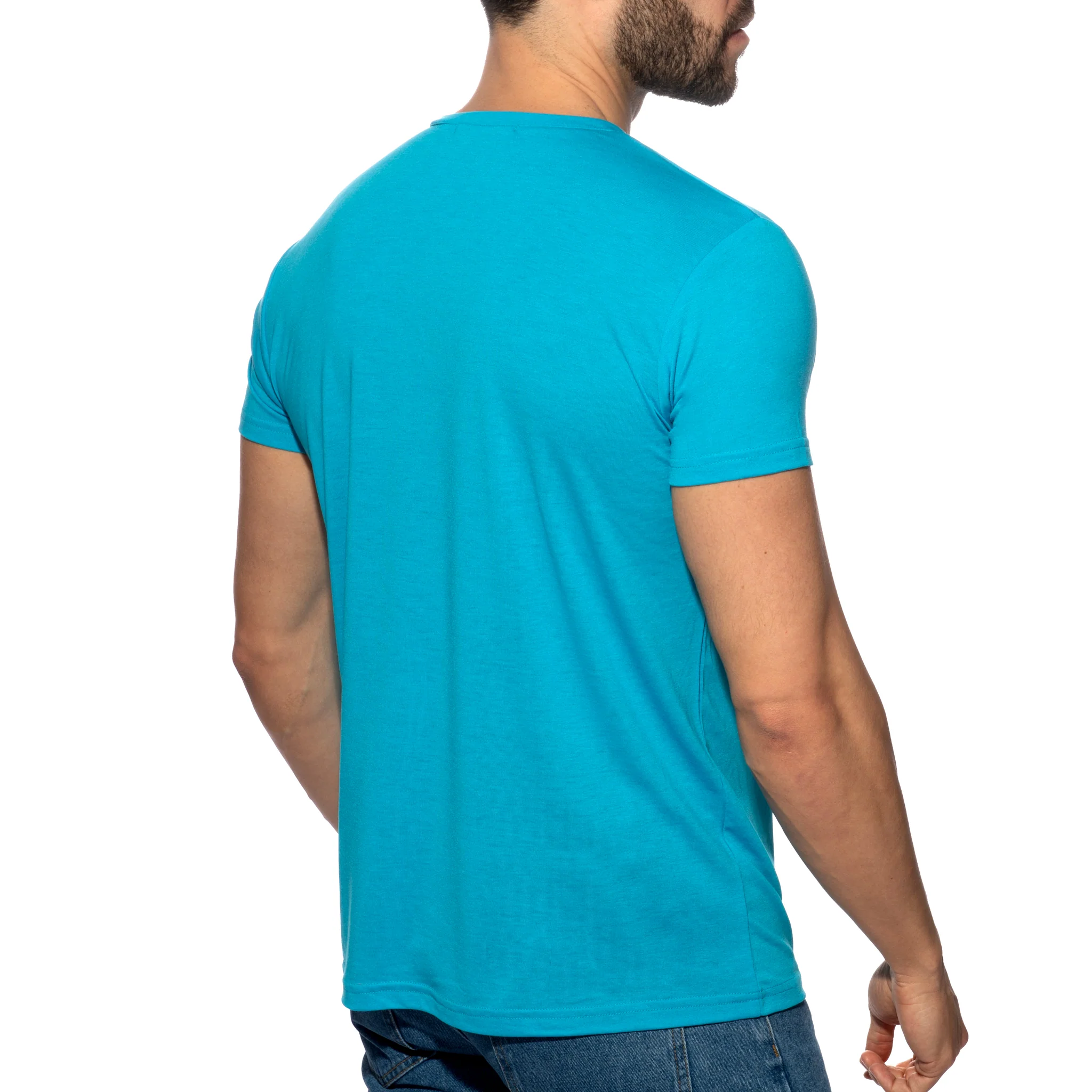 Addicted Basic V-Neck T-Shirt Turquoise AD423 - Image 3