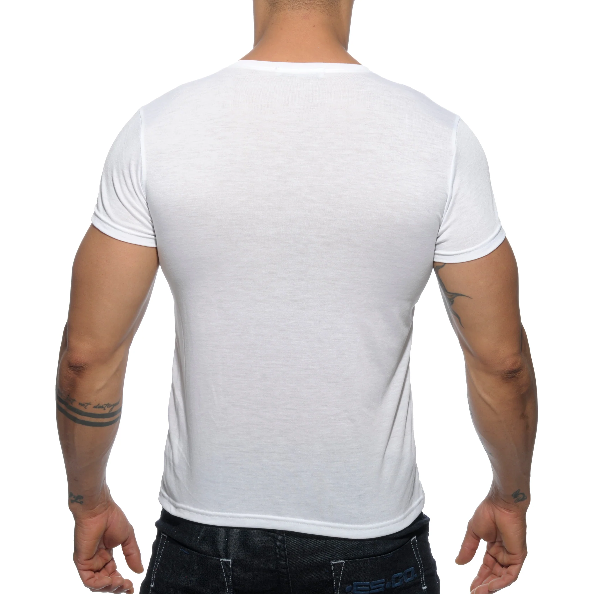 Addicted Basic V-Neck T-Shirt White AD423 - Image 2