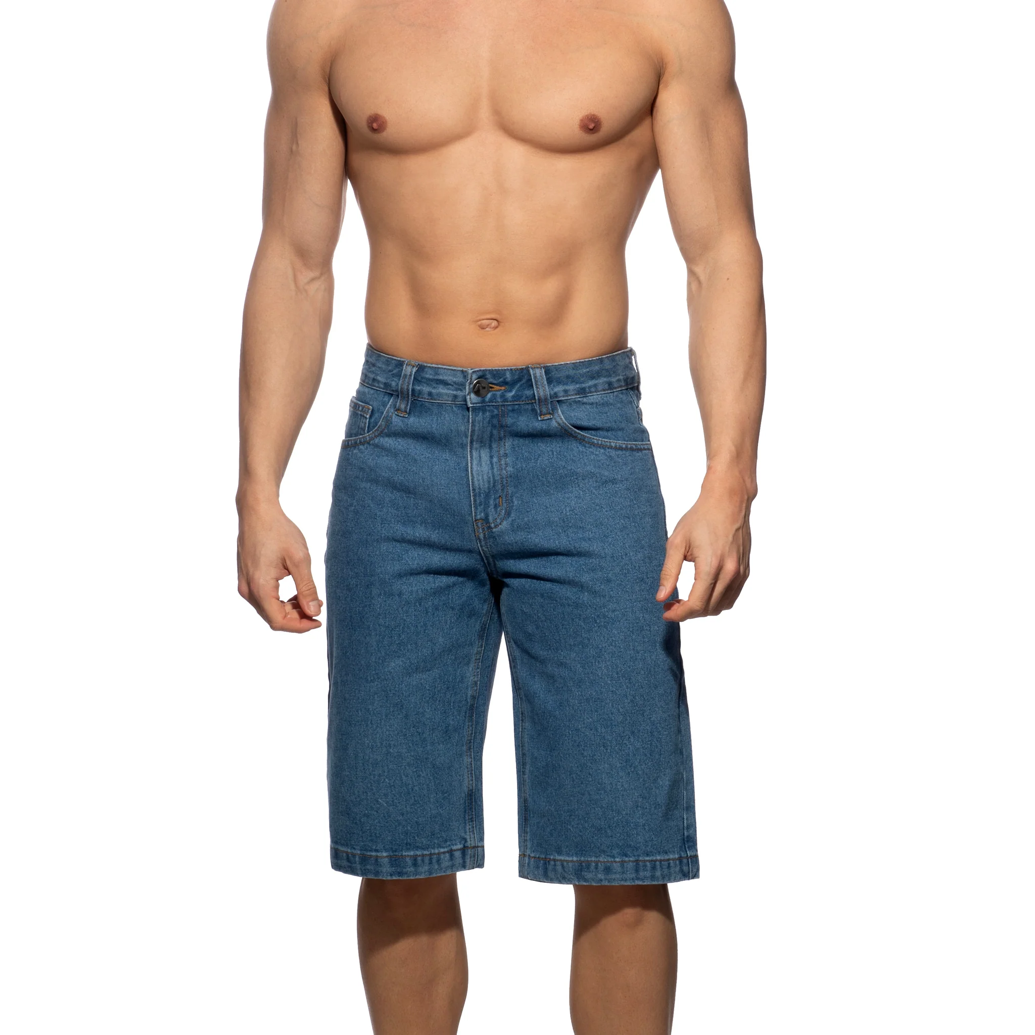 Addicted Bermuda Denim Baggy Fit Dark Jeans AD1397 - Image 2