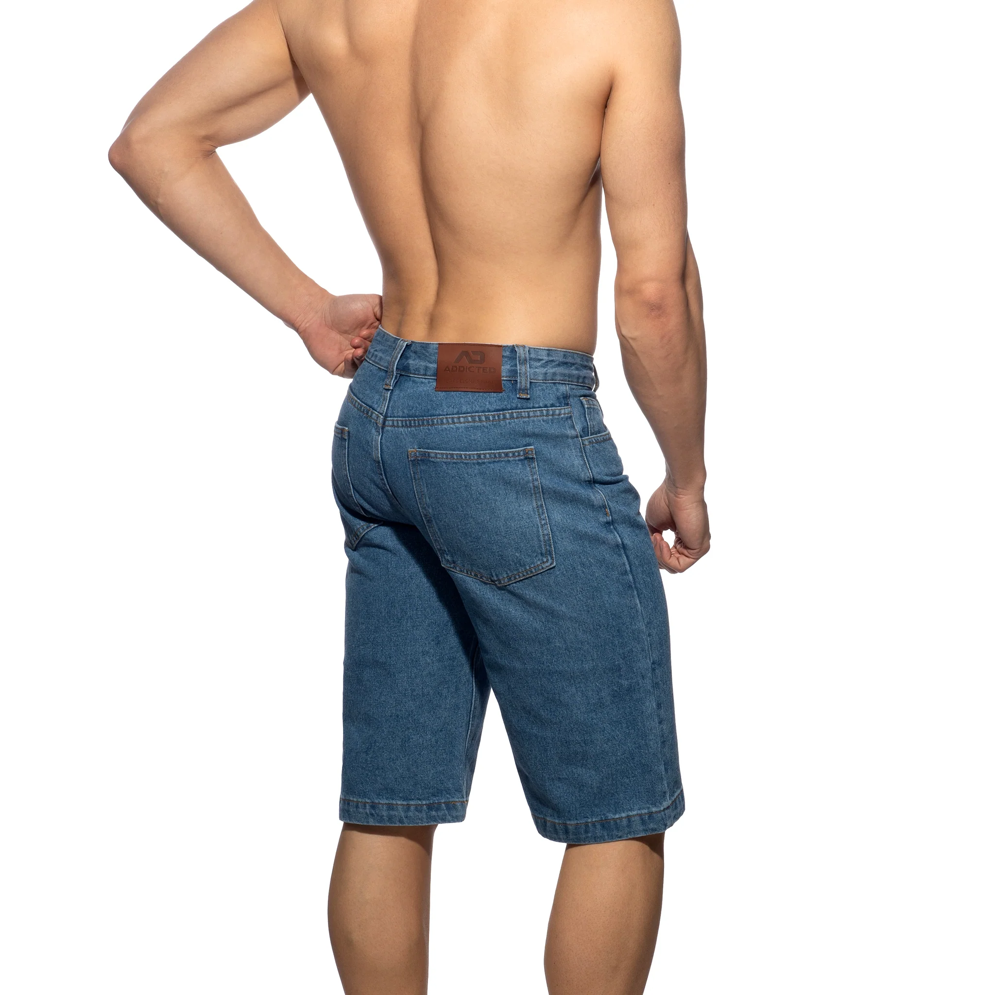 Addicted Bermuda Denim Baggy Fit Dark Jeans AD1397 - Image 3