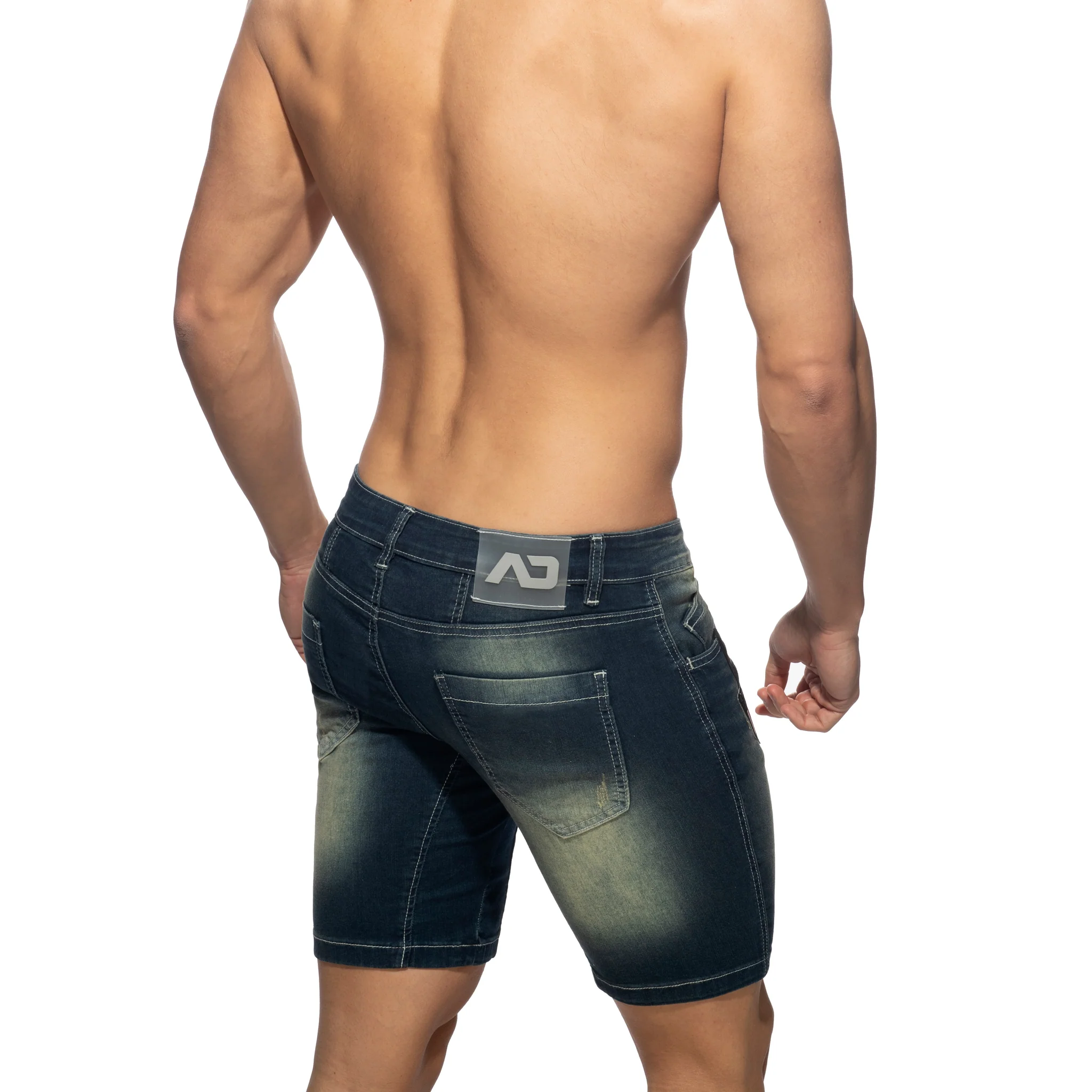 Addicted Bermuda Jeans with Patches Dark Jeans AD1096 - Image 3