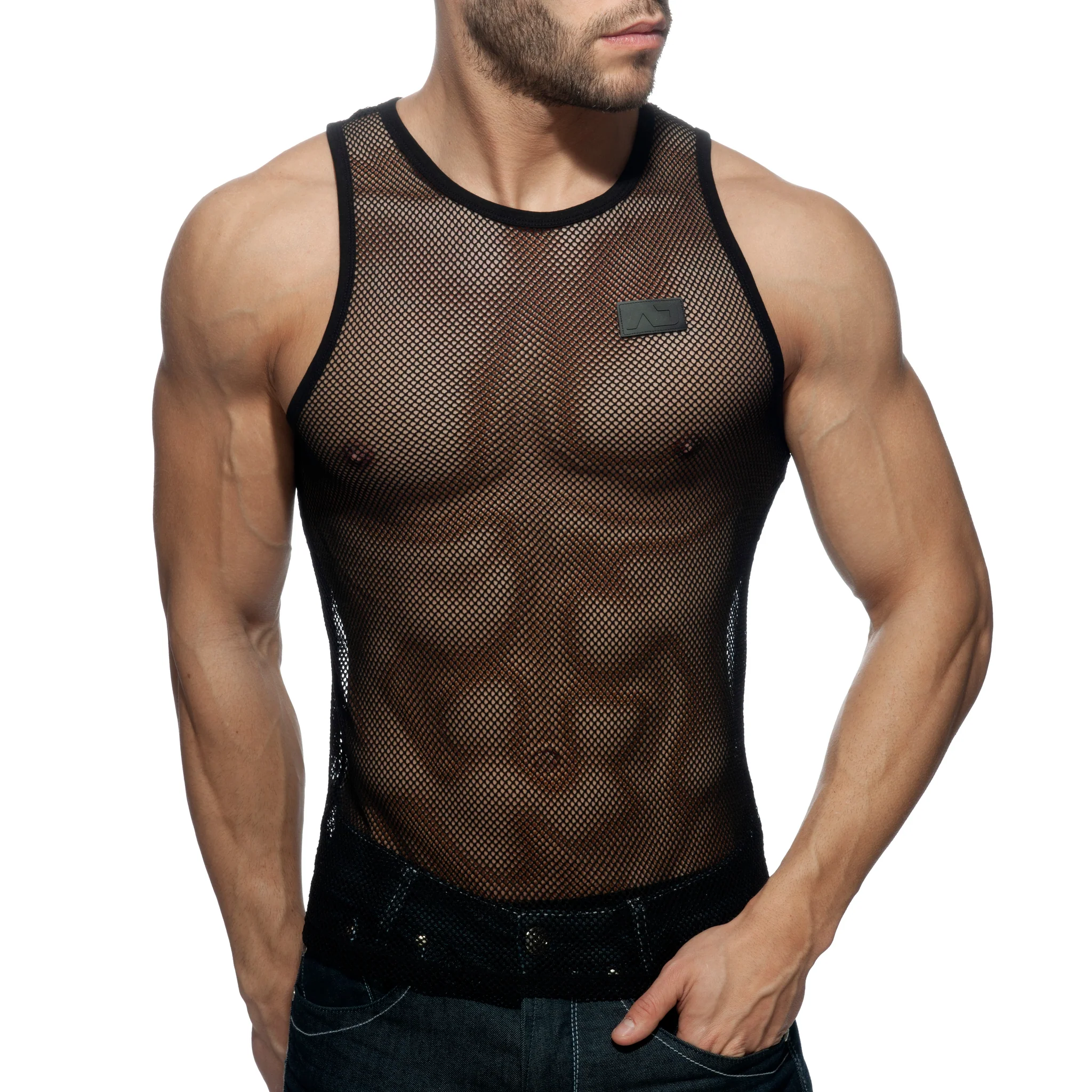 Addicted Black & White Mesh Tanktop Black AD848 - Image 2