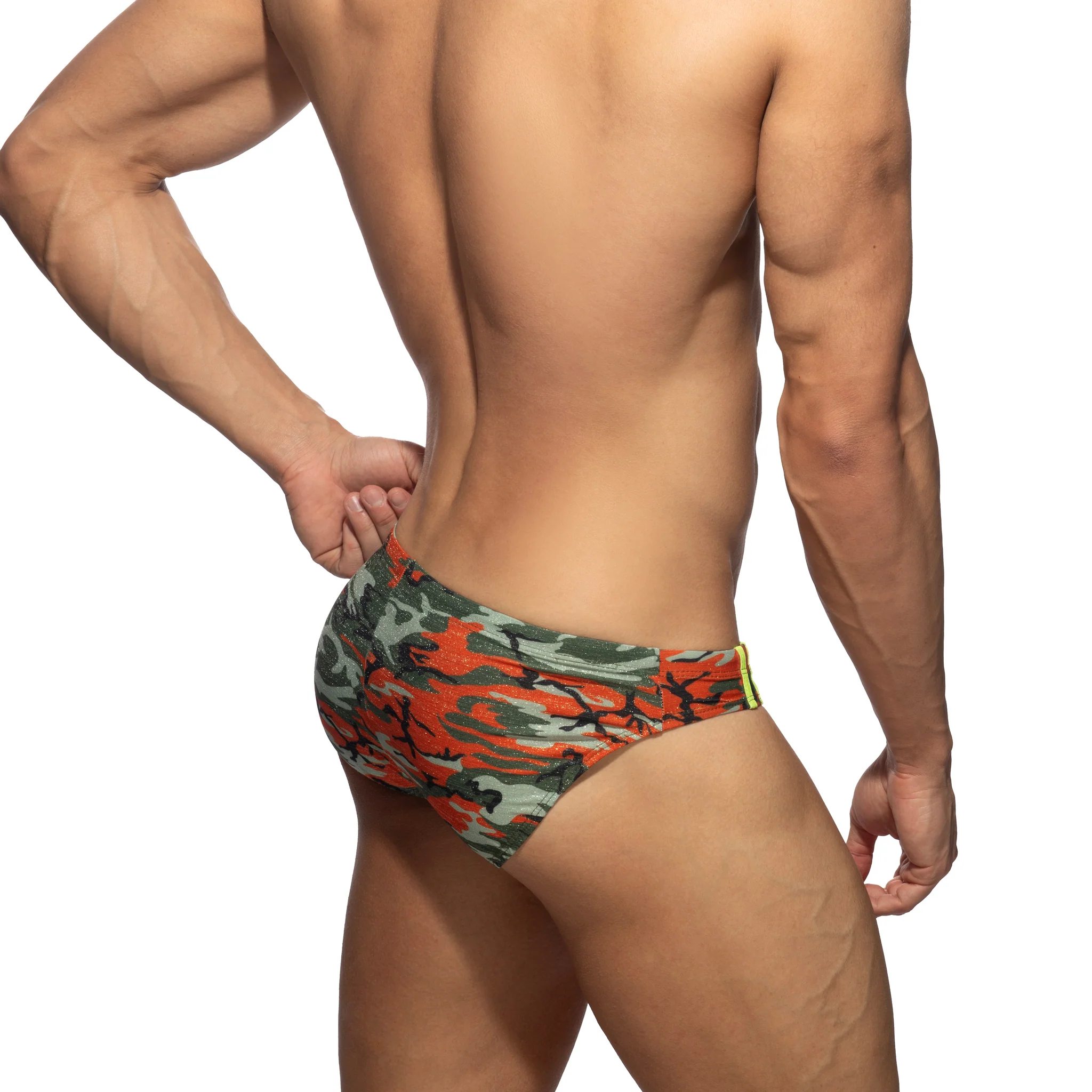 Addicted Bright Camo Swim Brief Orange ADS371 - Image 3