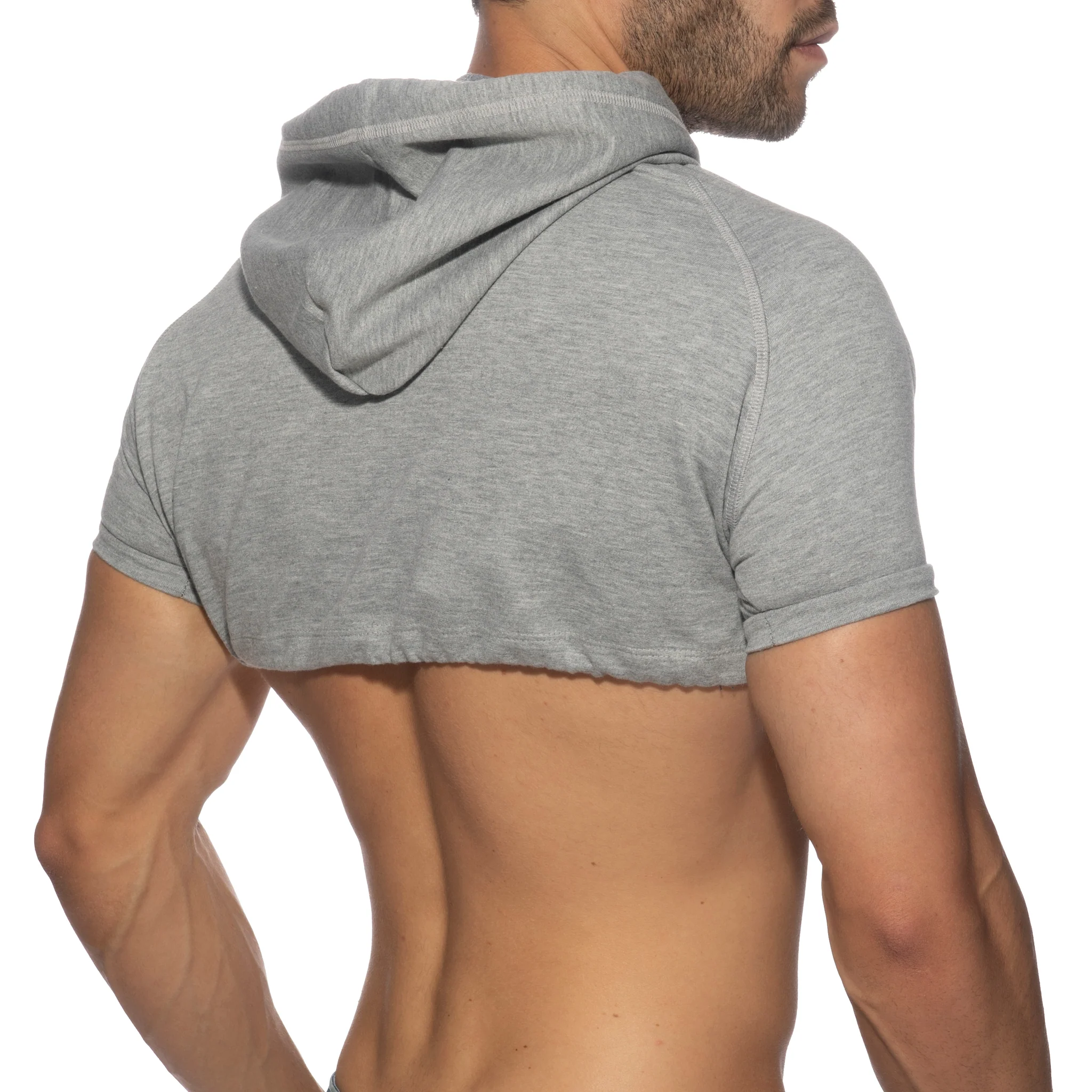 Addicted Crop Hoodie Heather Grey AD1000 - Image 3