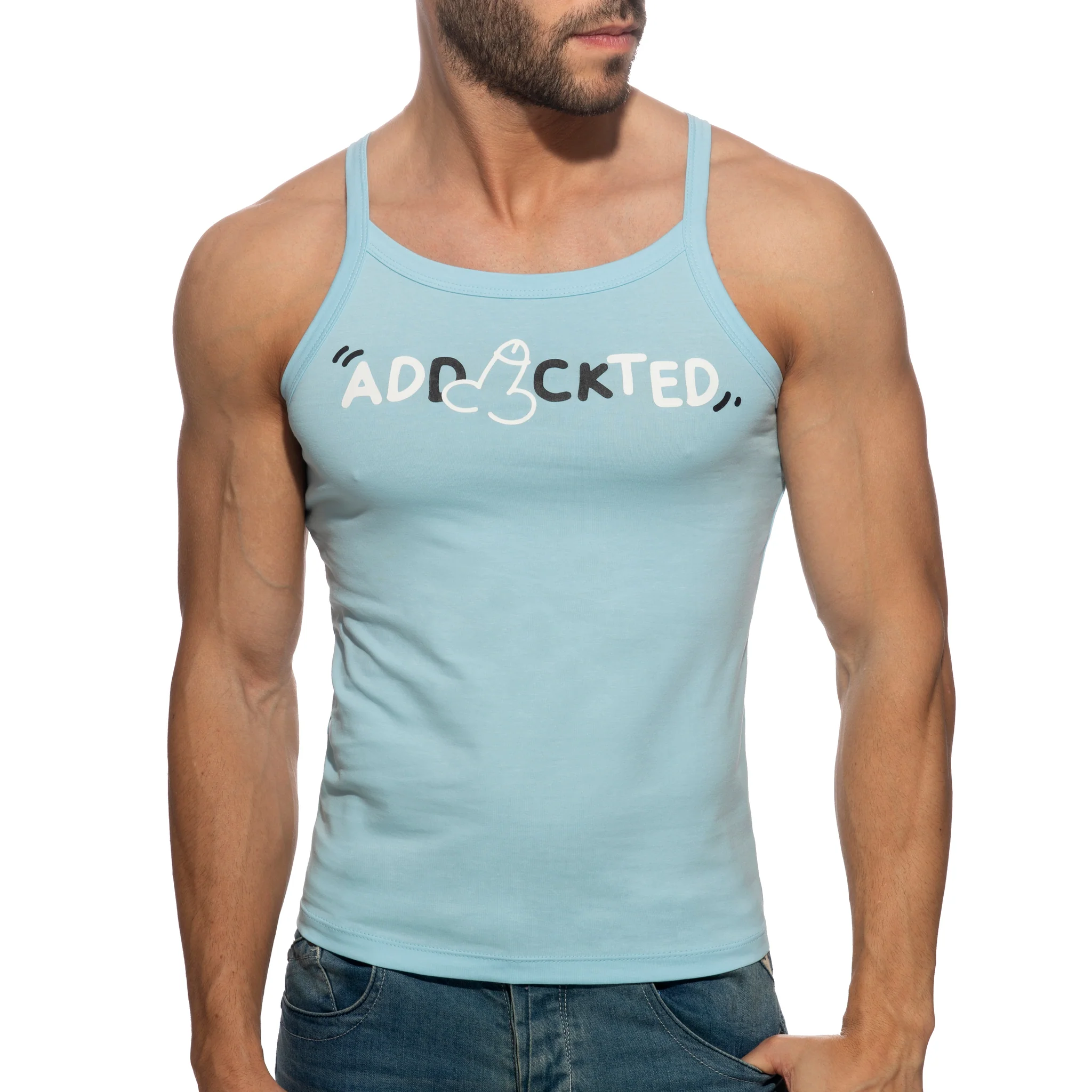 Addicted Dick Addickted Tank Top Sky Blue AD1284 - Image 2