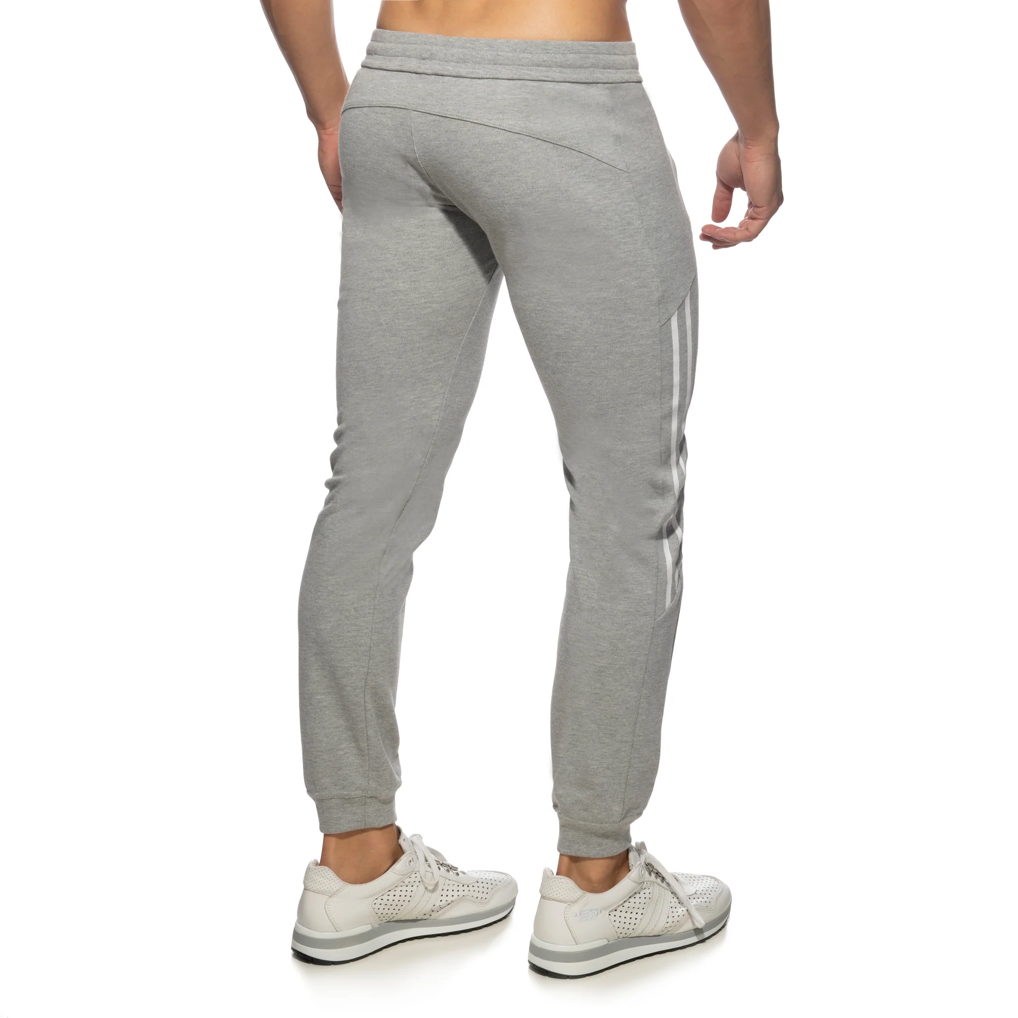 Addicted Double Zip Jogging Pants Heather Grey AD1012 - Image 3