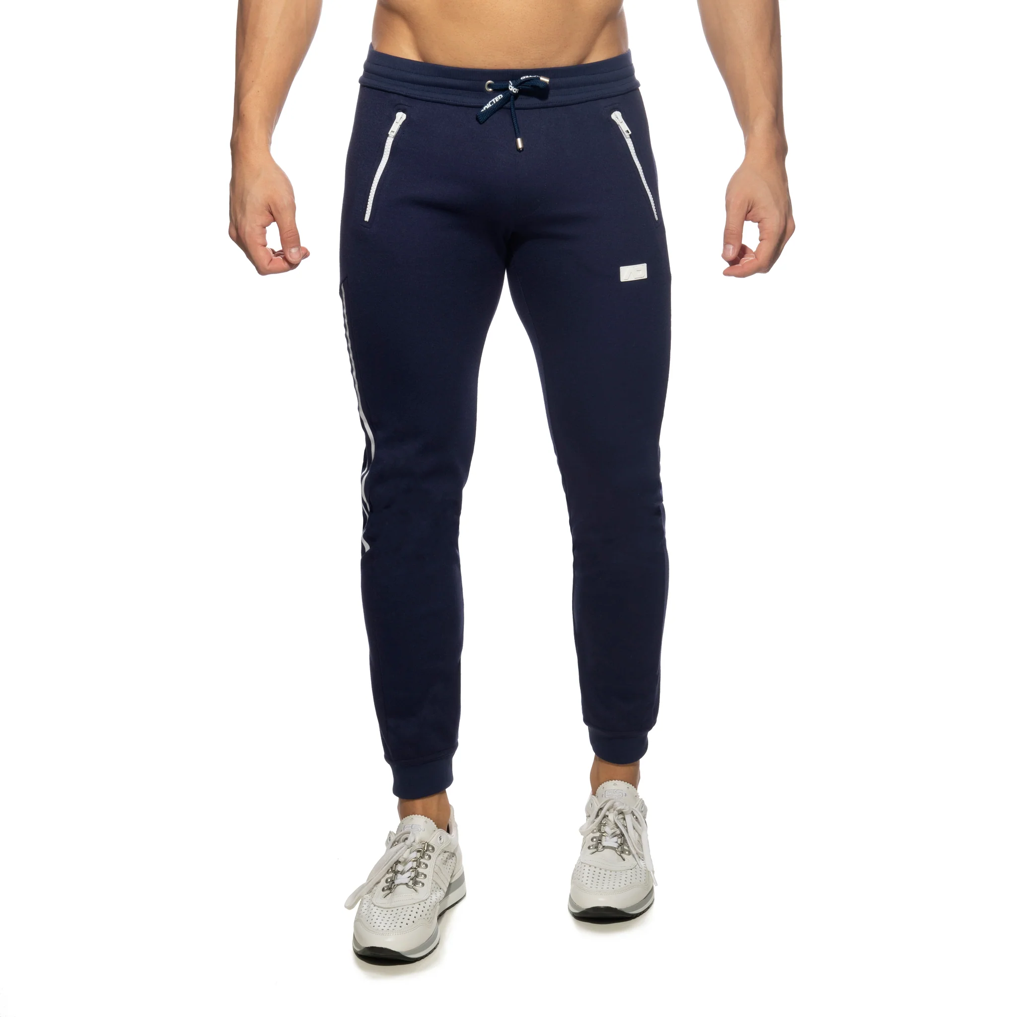 Addicted Double Zip Jogging Pants Navy AD1012 - Image 2
