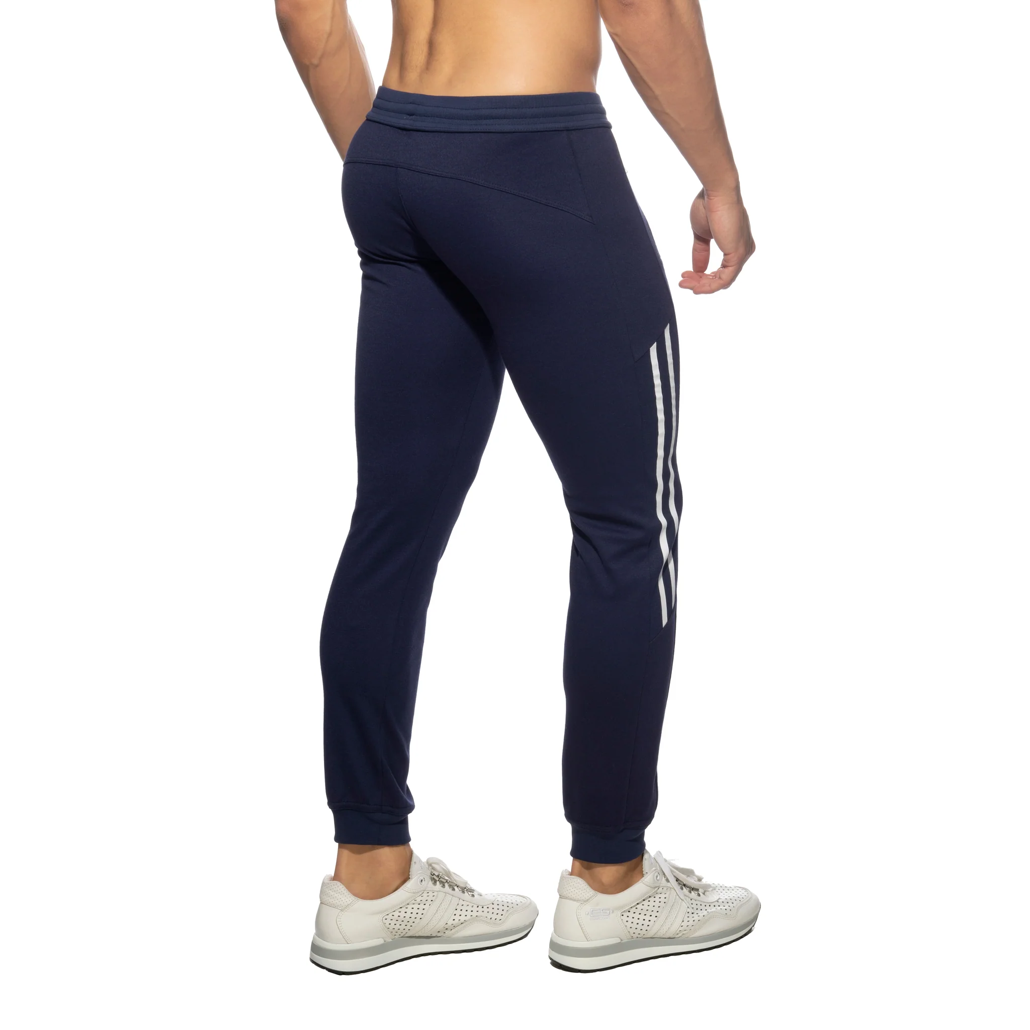 Addicted Double Zip Jogging Pants Navy AD1012 - Image 3