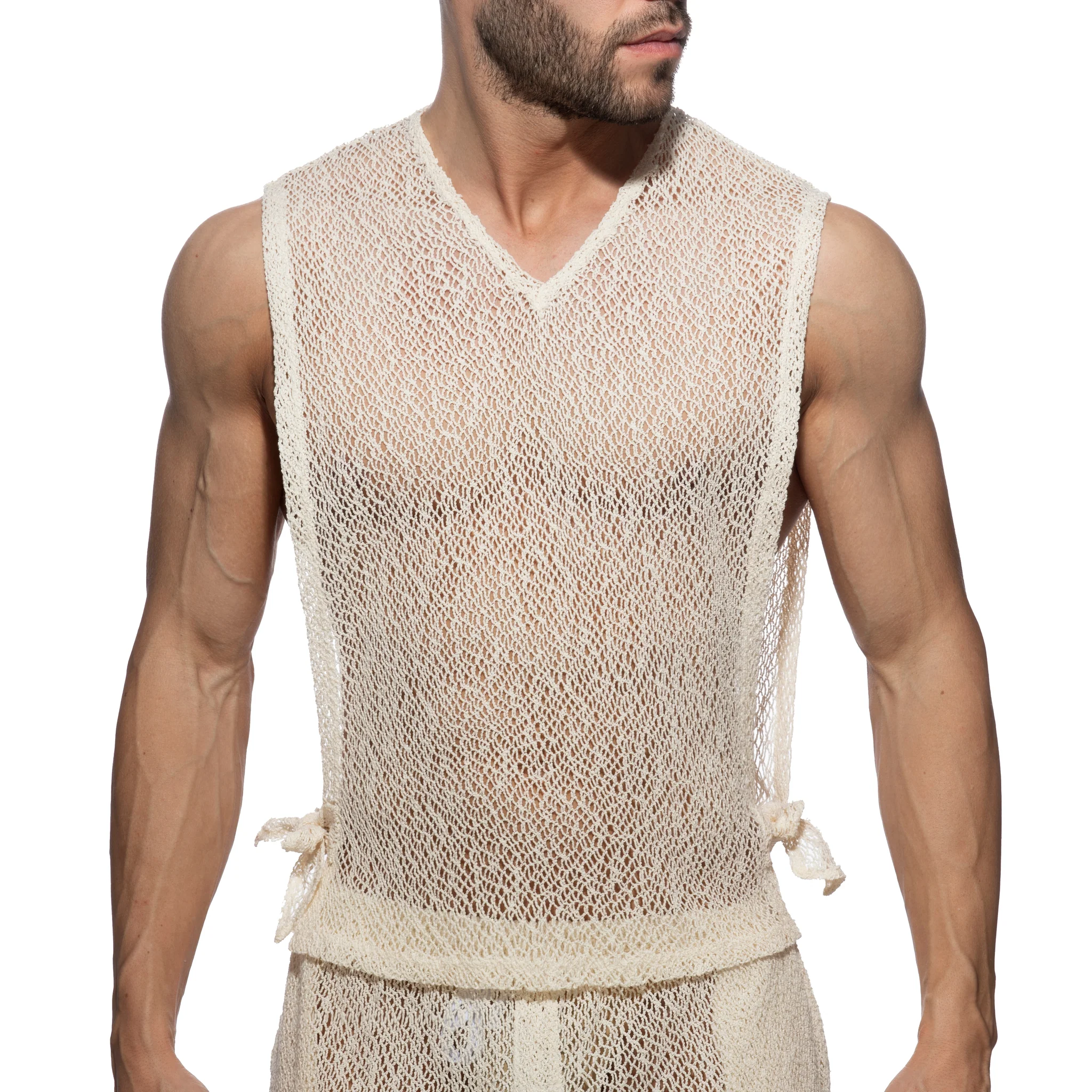 Addicted Eco Chique Drawstring Tank Top Ivory AD1268 - Image 2