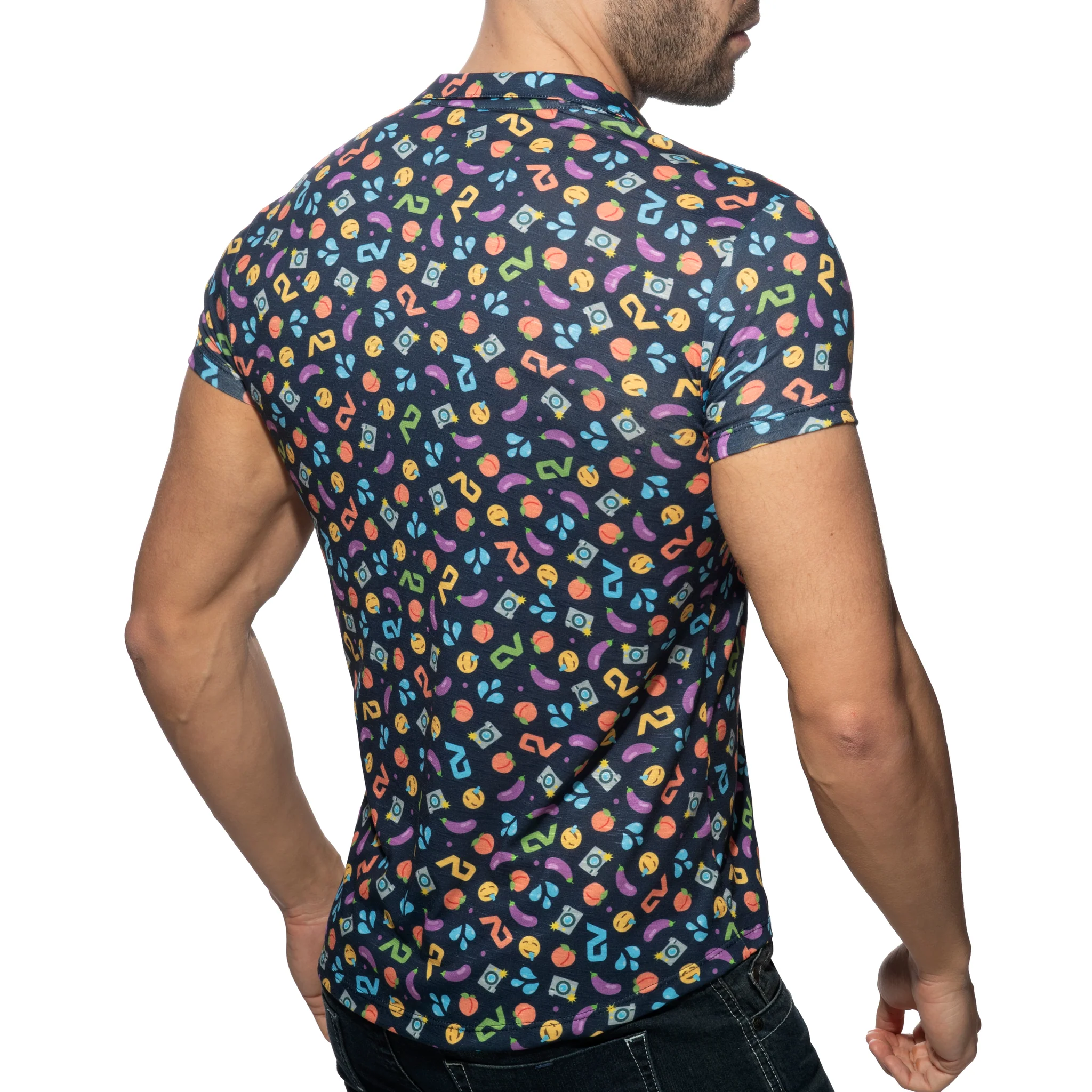 Addicted Emoji Shirt Navy AD1239 - Image 3