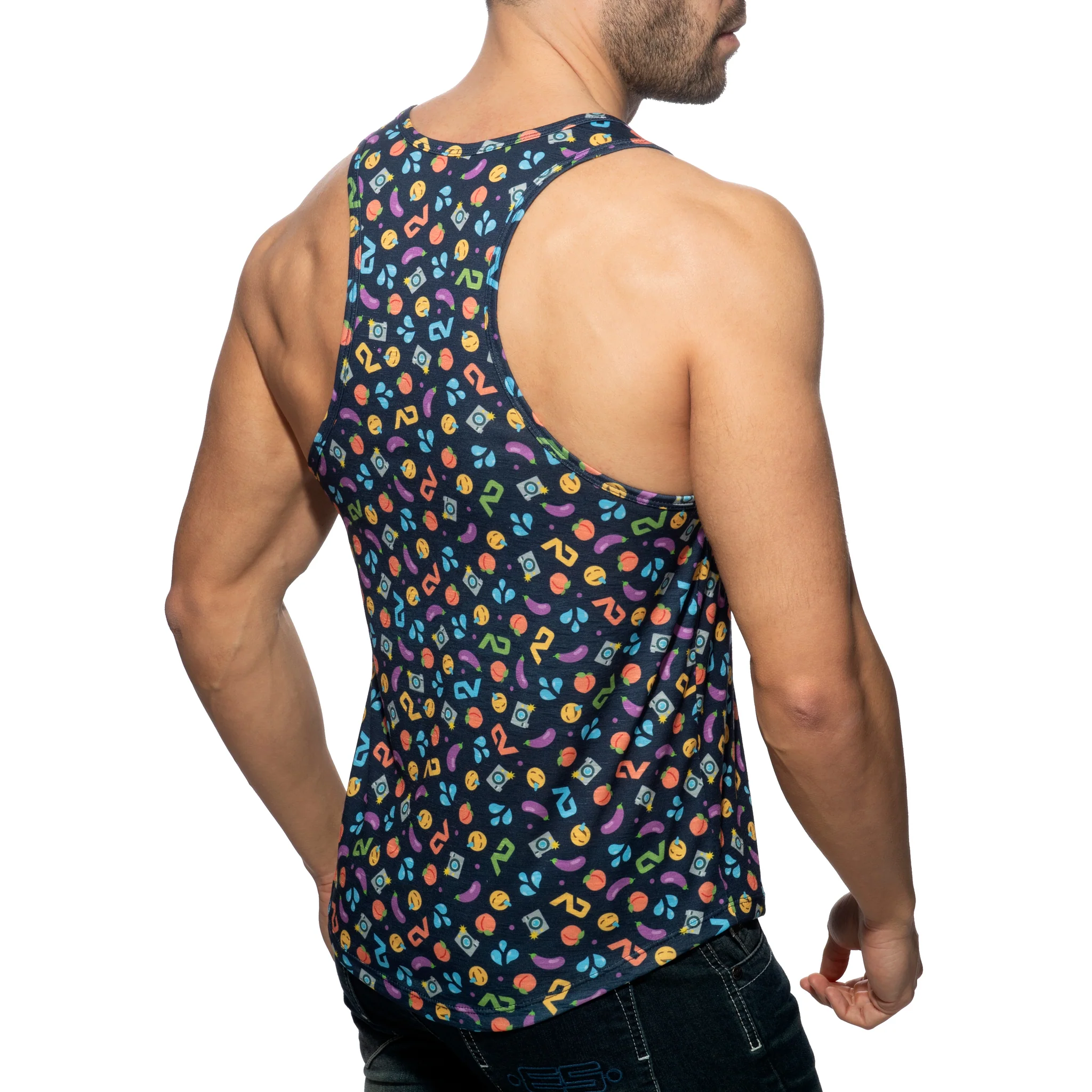 Addicted Emoji Tank Top Navy AD1238 - Image 3