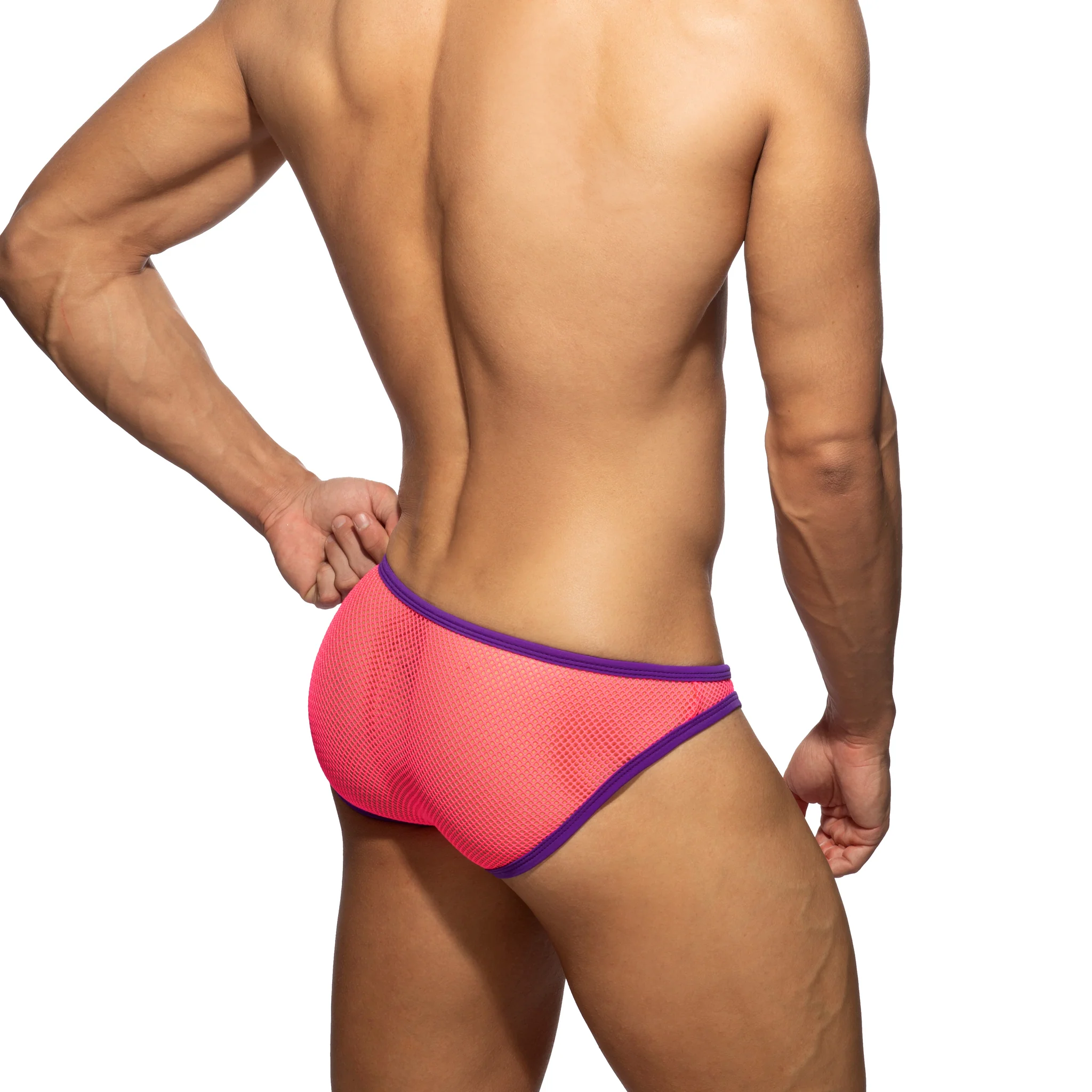 Addicted Fever Mesh Bikini Brief Neon Pink AD1332 - Image 3