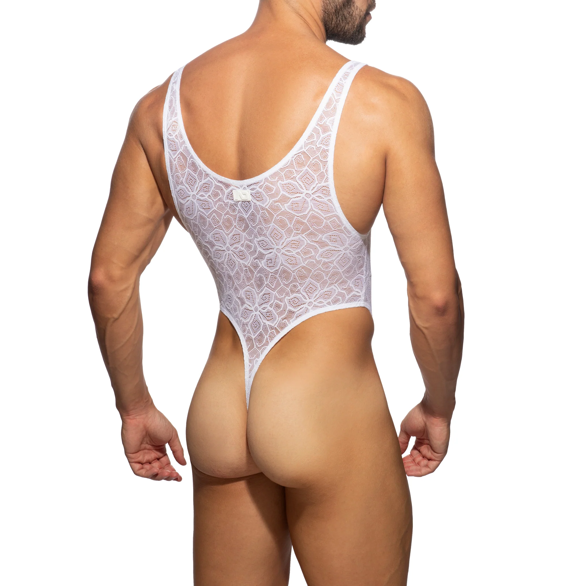 Addicted Flowery Lace Bodysuit Thong White AD1114 - Image 3