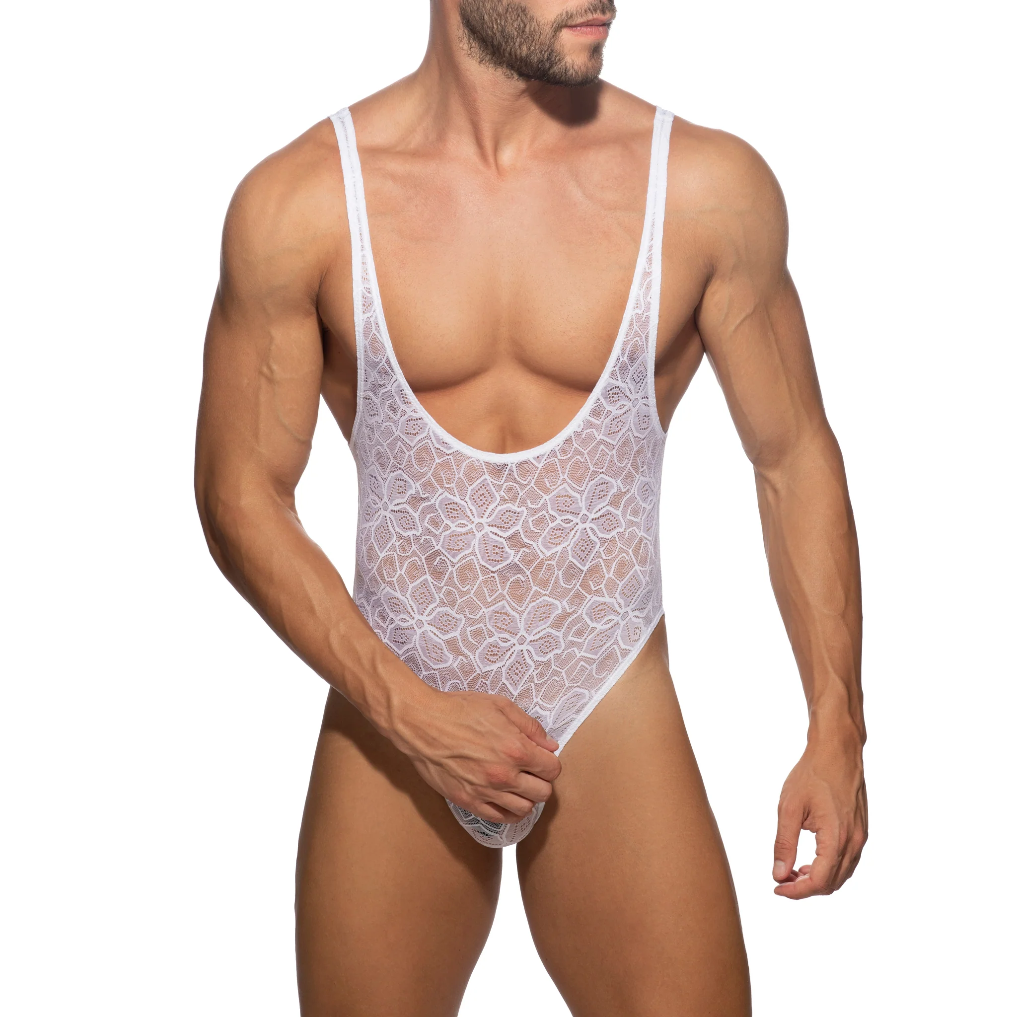 Addicted Flowery Lace Bodysuit White AD1115 - Image 2