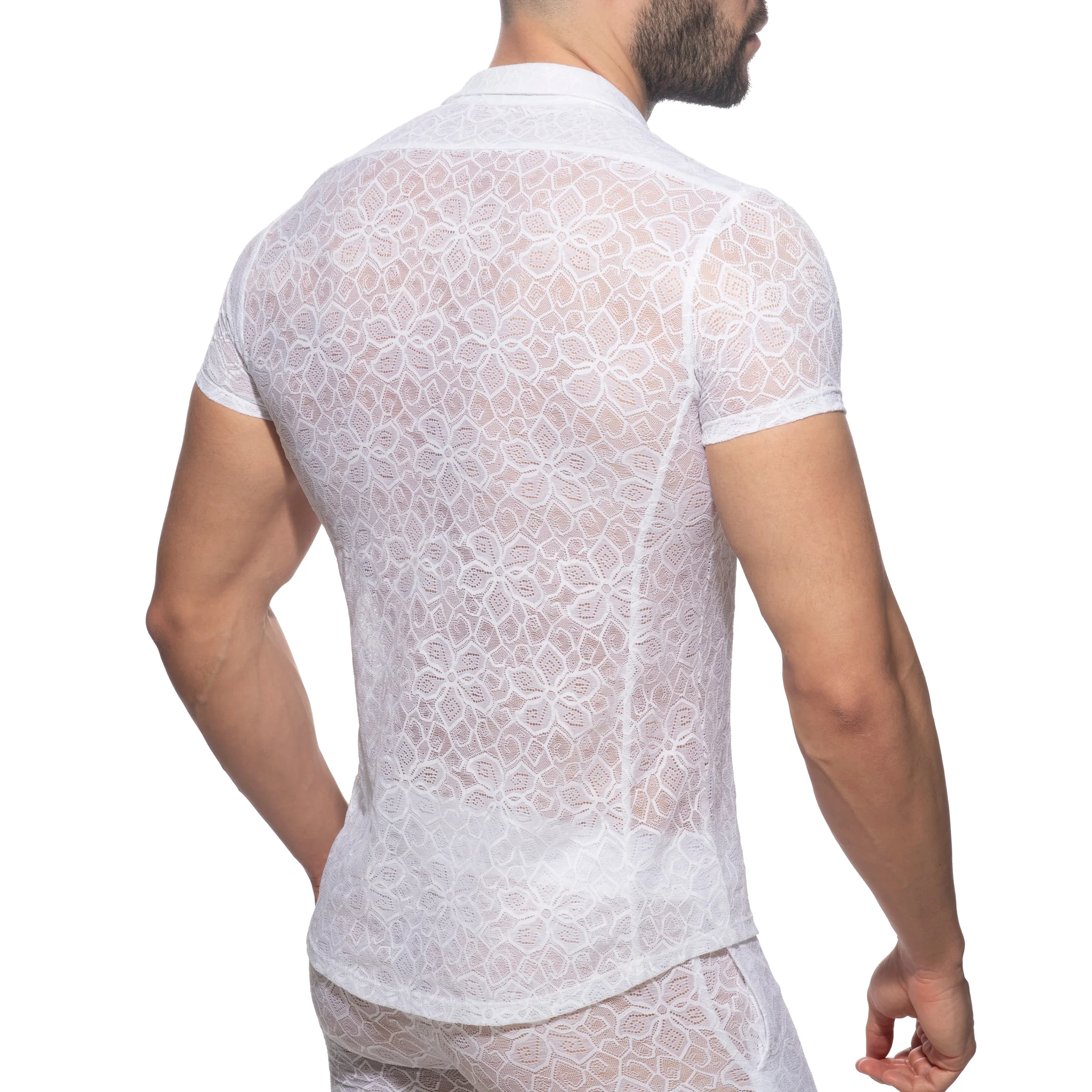Addicted Flowery Lace Shirt White AD1192 - Image 3