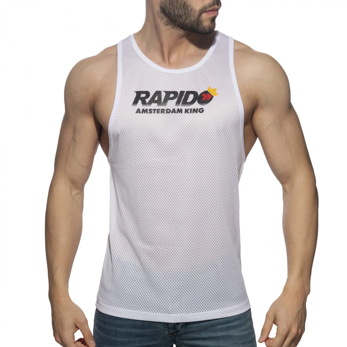 Addicted King Rapido Mesh Tank Top White PU480 - Image 2