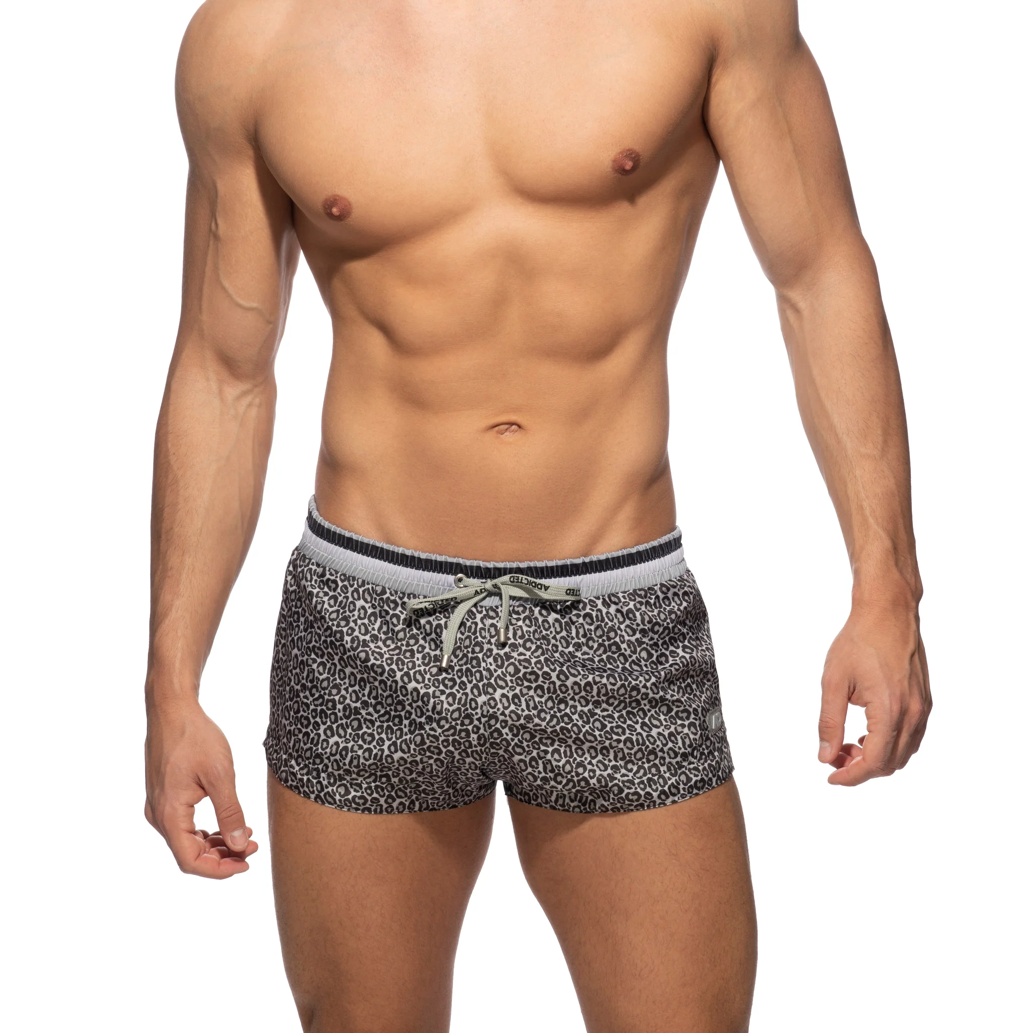 Addicted Leopard Stripes Swim Short Charcoal ADS290 - Image 2