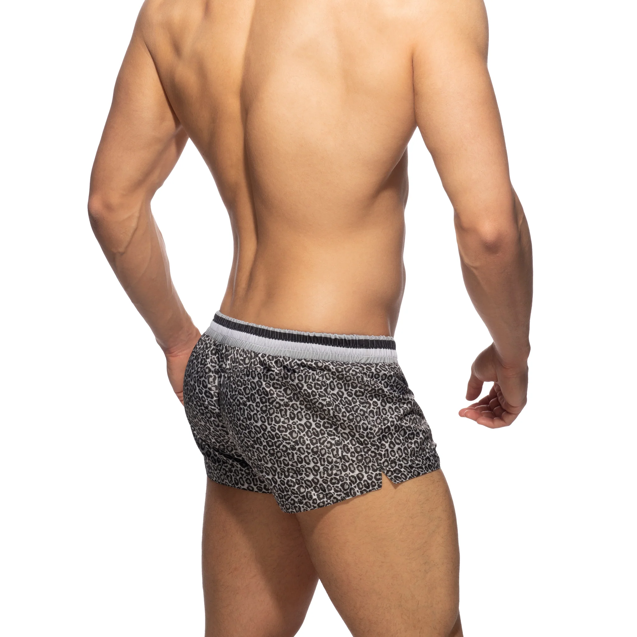 Addicted Leopard Stripes Swim Short Charcoal ADS290 - Image 3