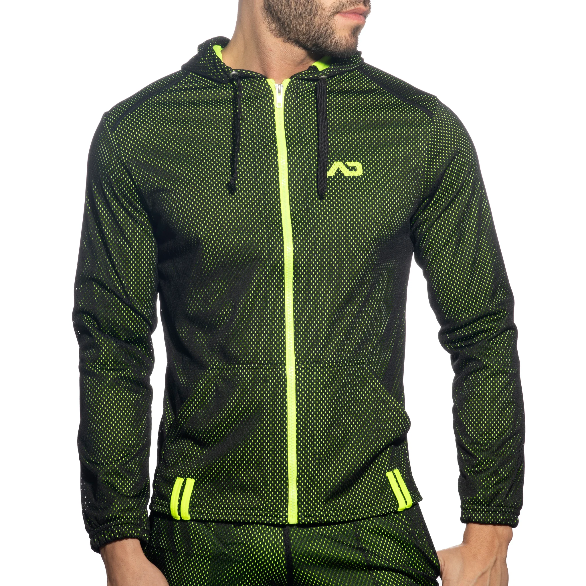 Addicted Long Sleeves Loop-Mesh Hoodie Black AD1214 - Image 2
