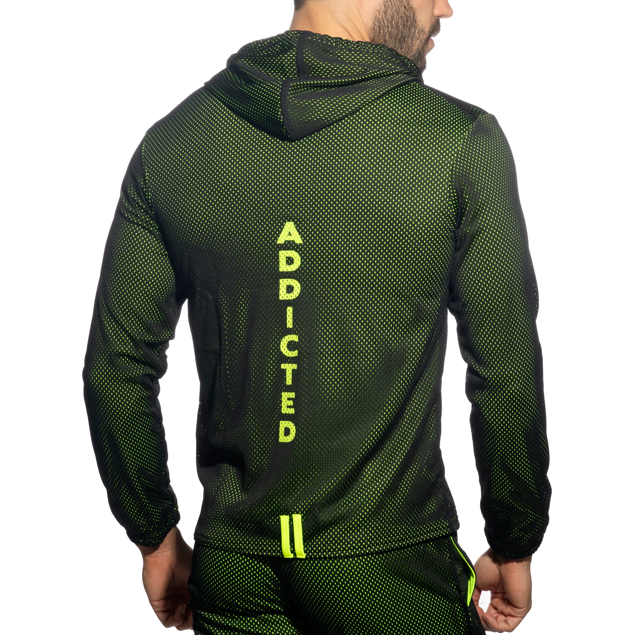 Addicted Long Sleeves Loop-Mesh Hoodie Black AD1214 - Image 3