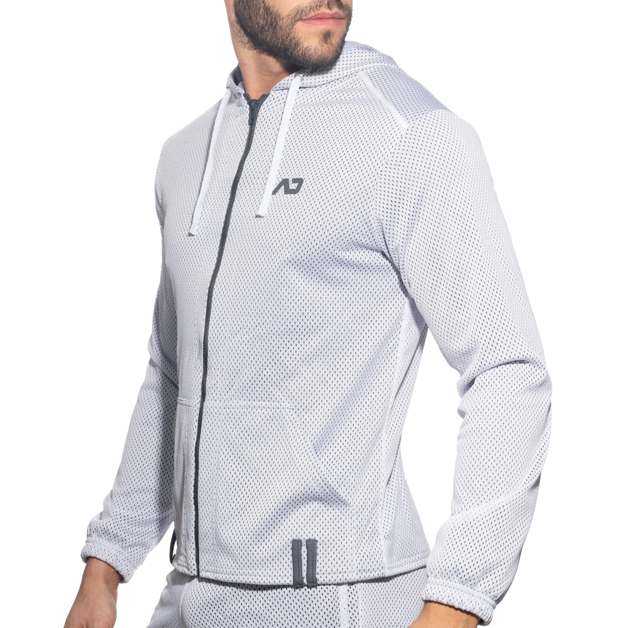 Addicted Long Sleeves Loop-Mesh Hoodie White AD1214