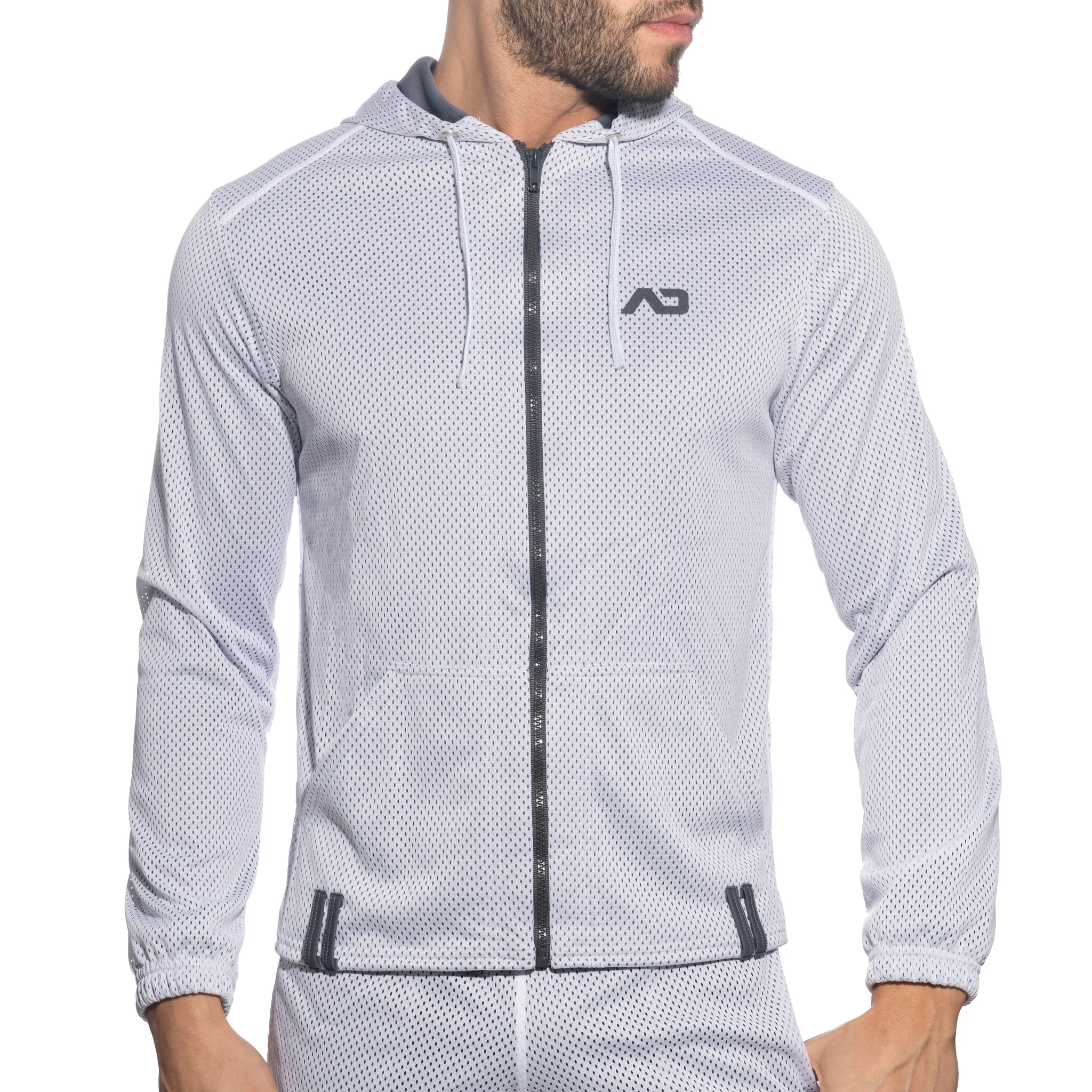 Addicted Long Sleeves Loop-Mesh Hoodie White AD1214 - Image 2